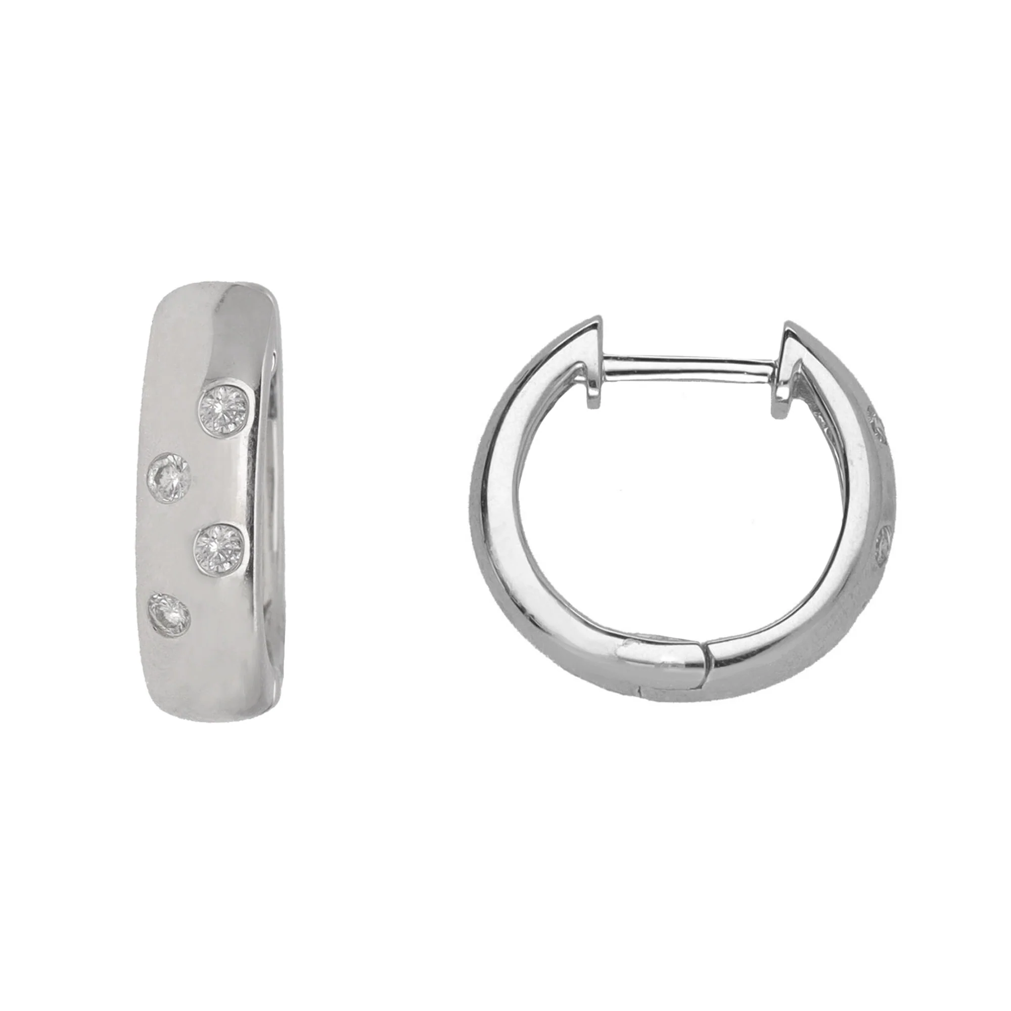 Scattered Diamond 18ct White Gold Hoop Earrings - Image 2