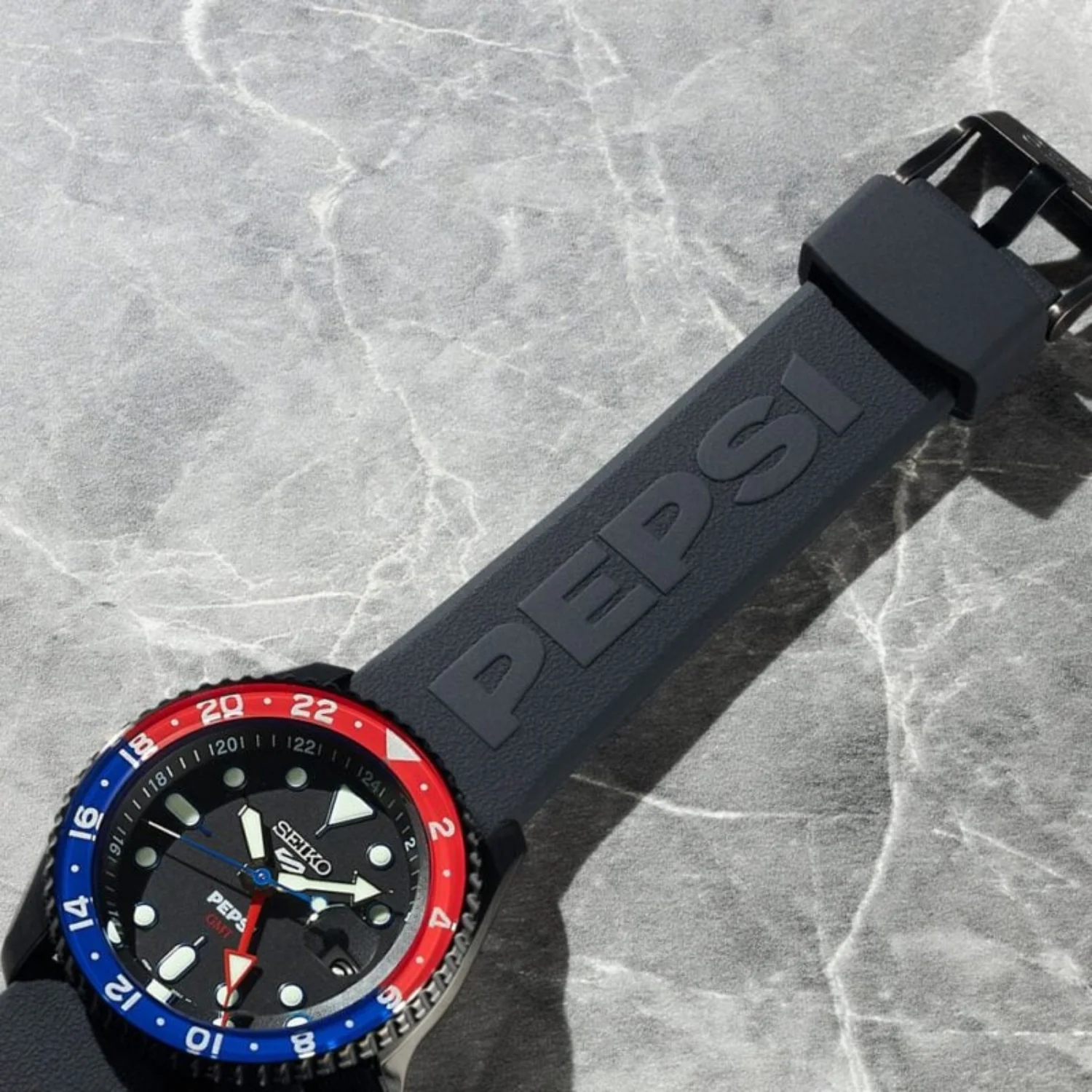 Seiko 5 Sports x PEPSI Limited Edition Collaboration in All-Black Automatic GMT Watch SSK047K1 - Image 4