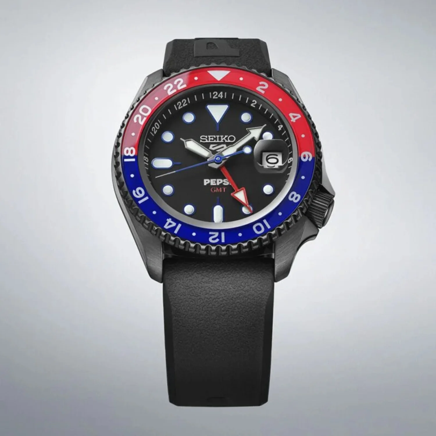Seiko 5 Sports x PEPSI Limited Edition Collaboration in All-Black Automatic GMT Watch SSK047K1 - Image 6