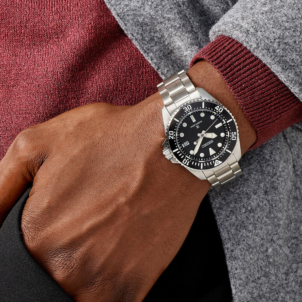Seiko Prospex ‘Pure Black’ Diver 41mm Solar Watch SNE597 - Image 5