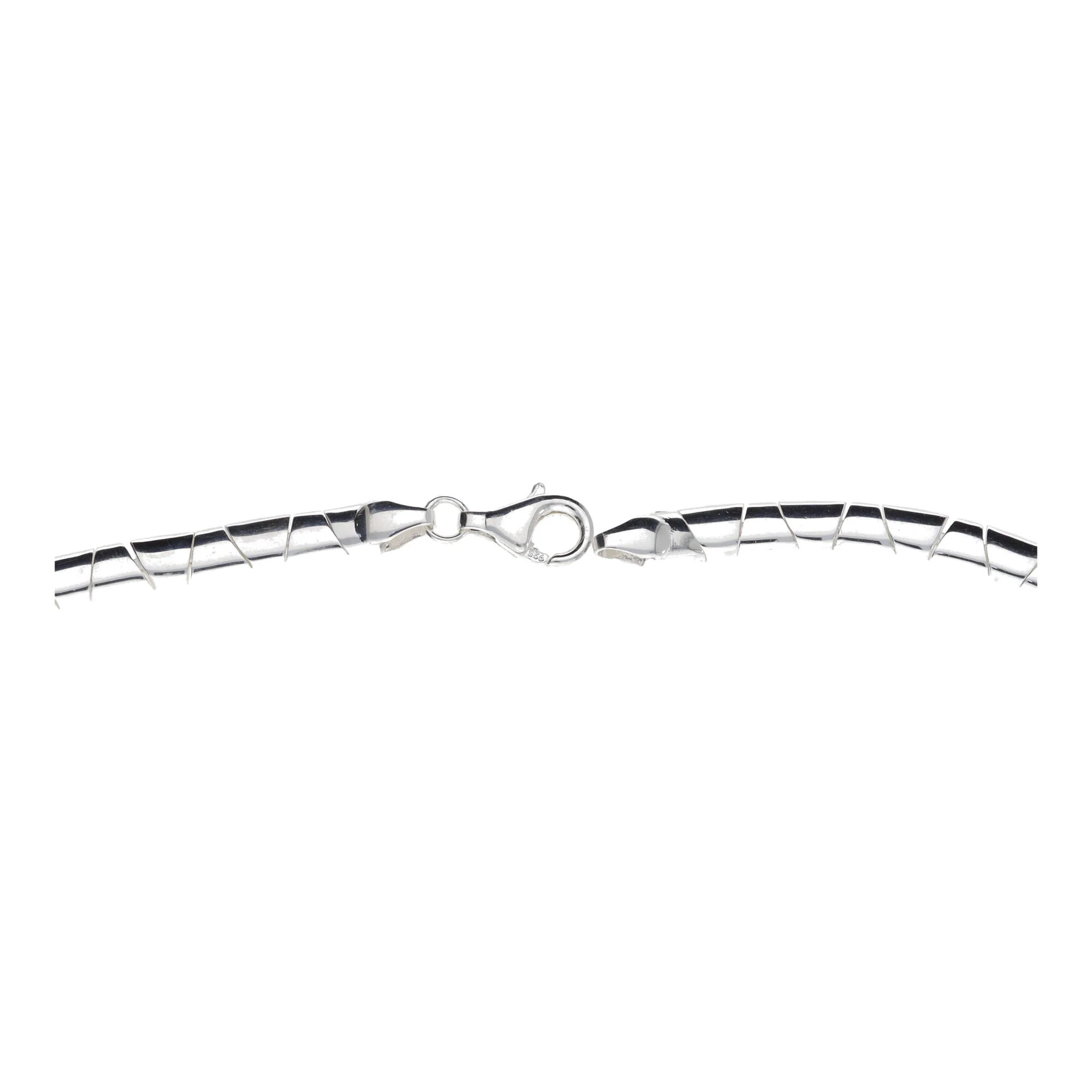 Silver Brick Link Omega Choker Necklace - Image 2