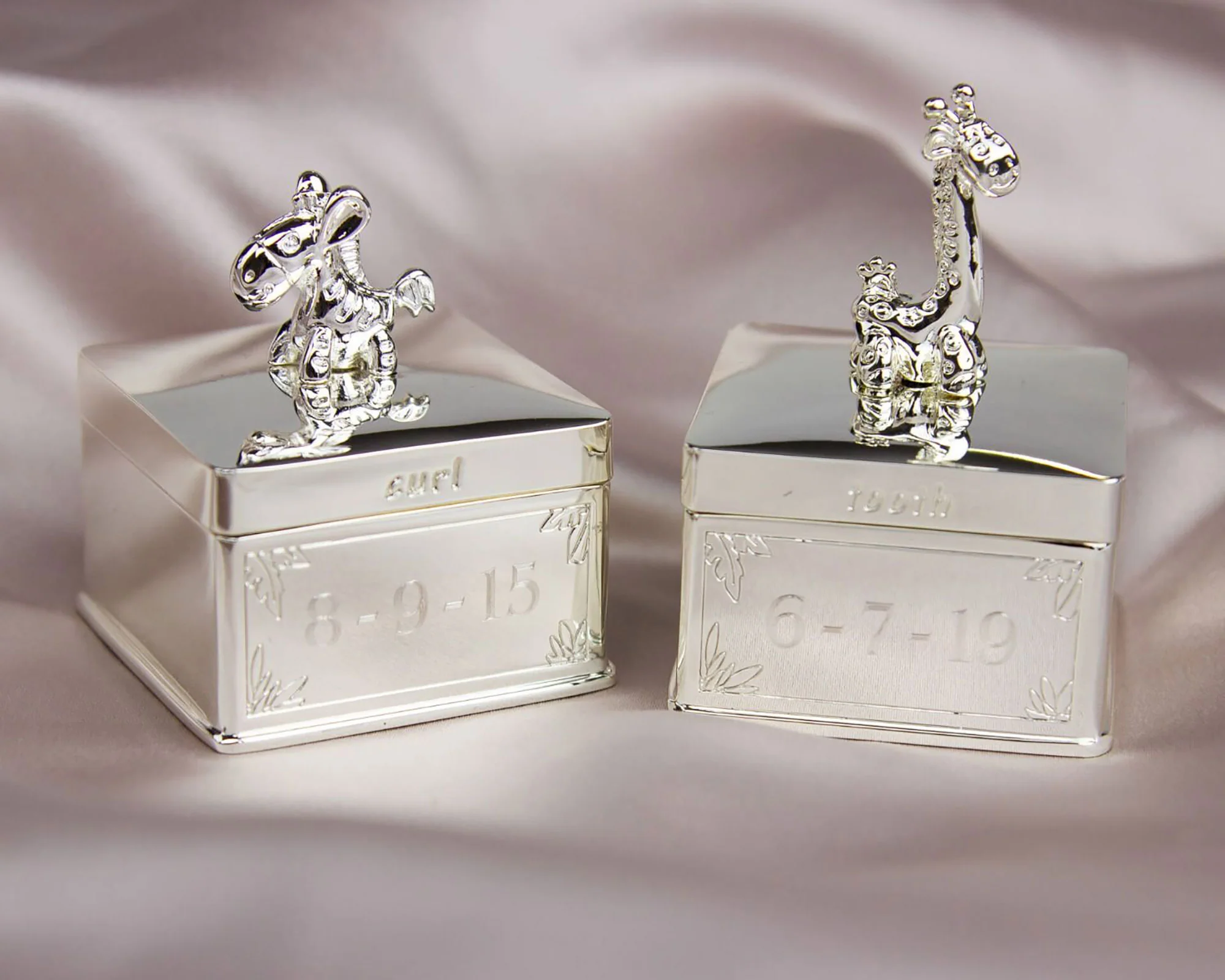 Silver Giraffe and Zebra Tooth and Curl Boxes - Image 4