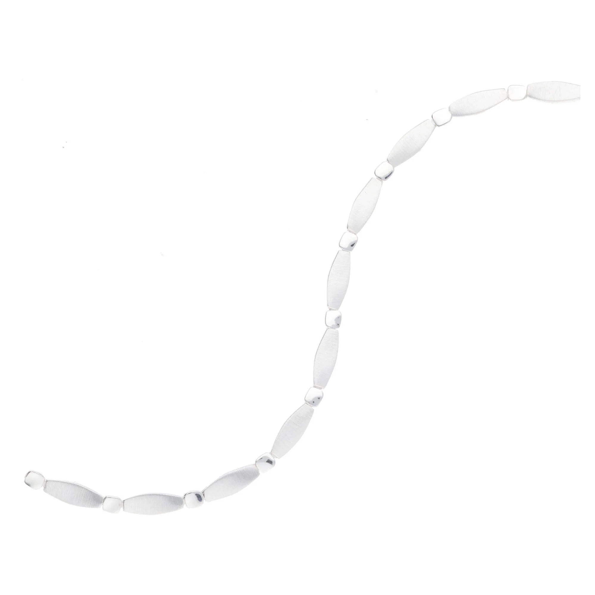 Silver Satin & Polished Link Necklet - Image 2
