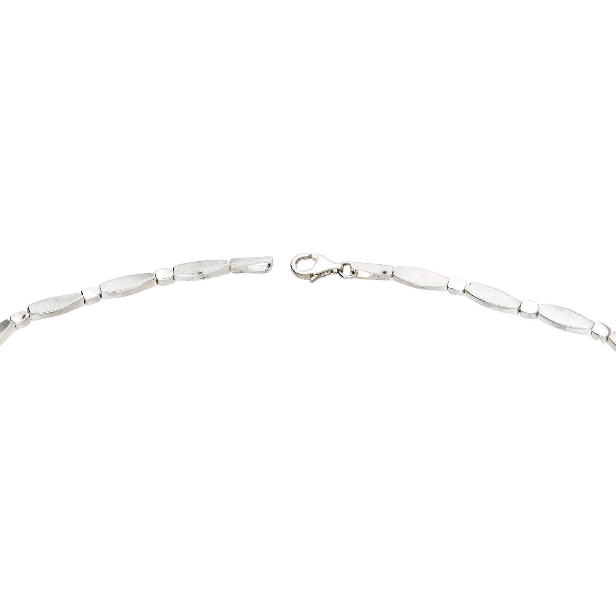 Silver Satin & Polished Link Necklet - Image 3