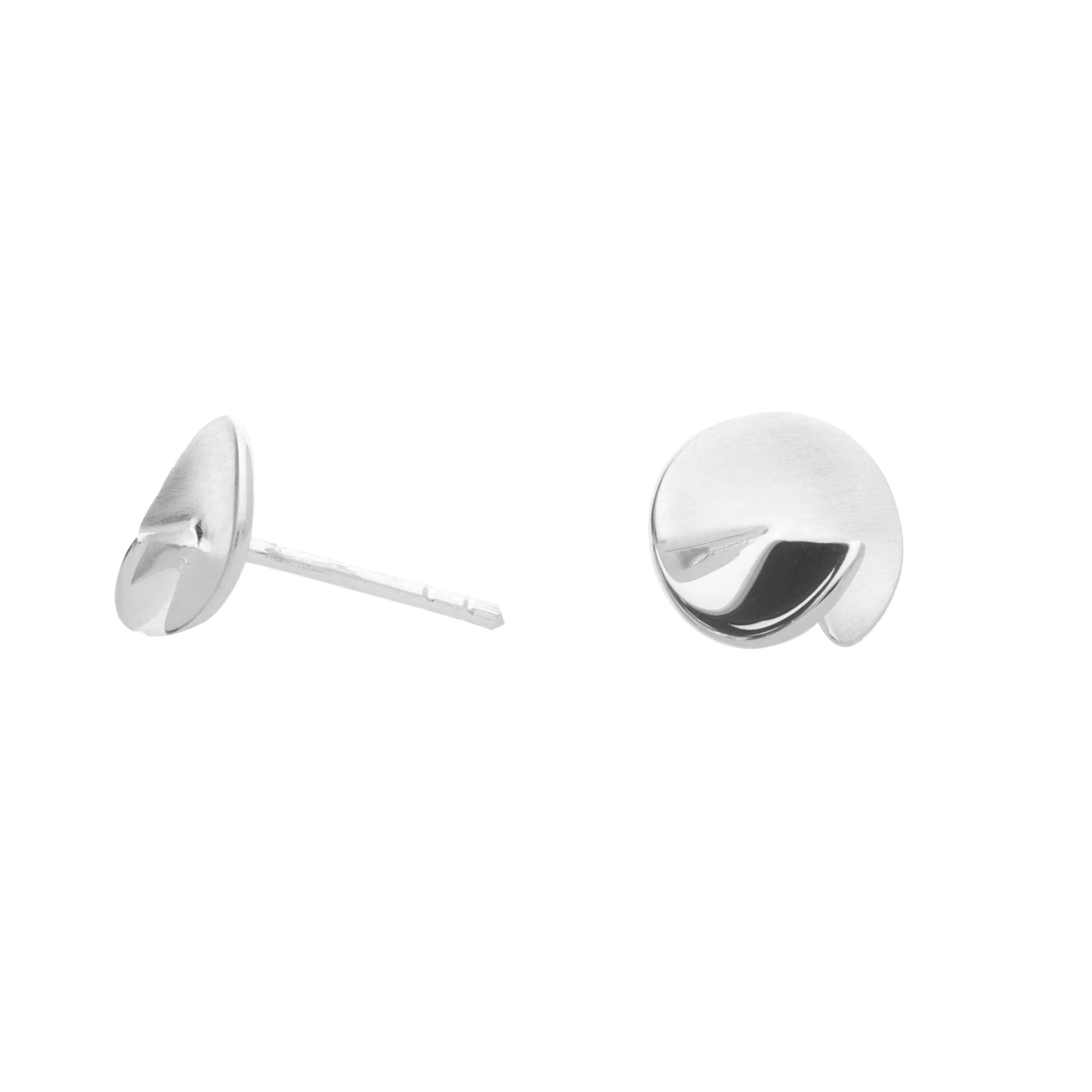 Silver Twisted Disk Stud Earrings - Image 2