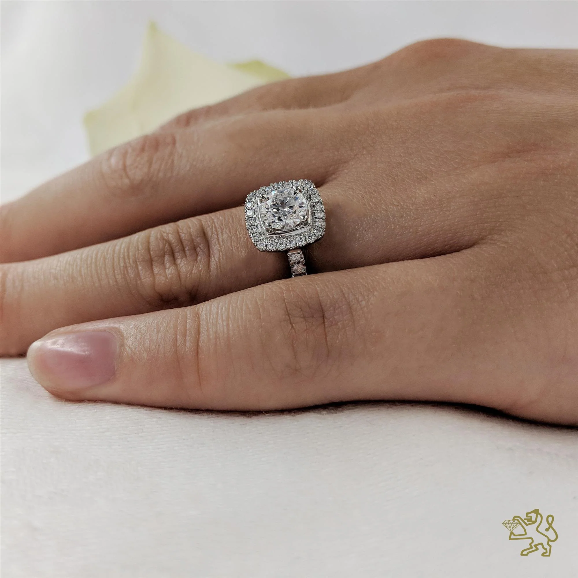 Skye Brava Halo 0.70ct E SI2 Diamond Platinum Ring - Image 2
