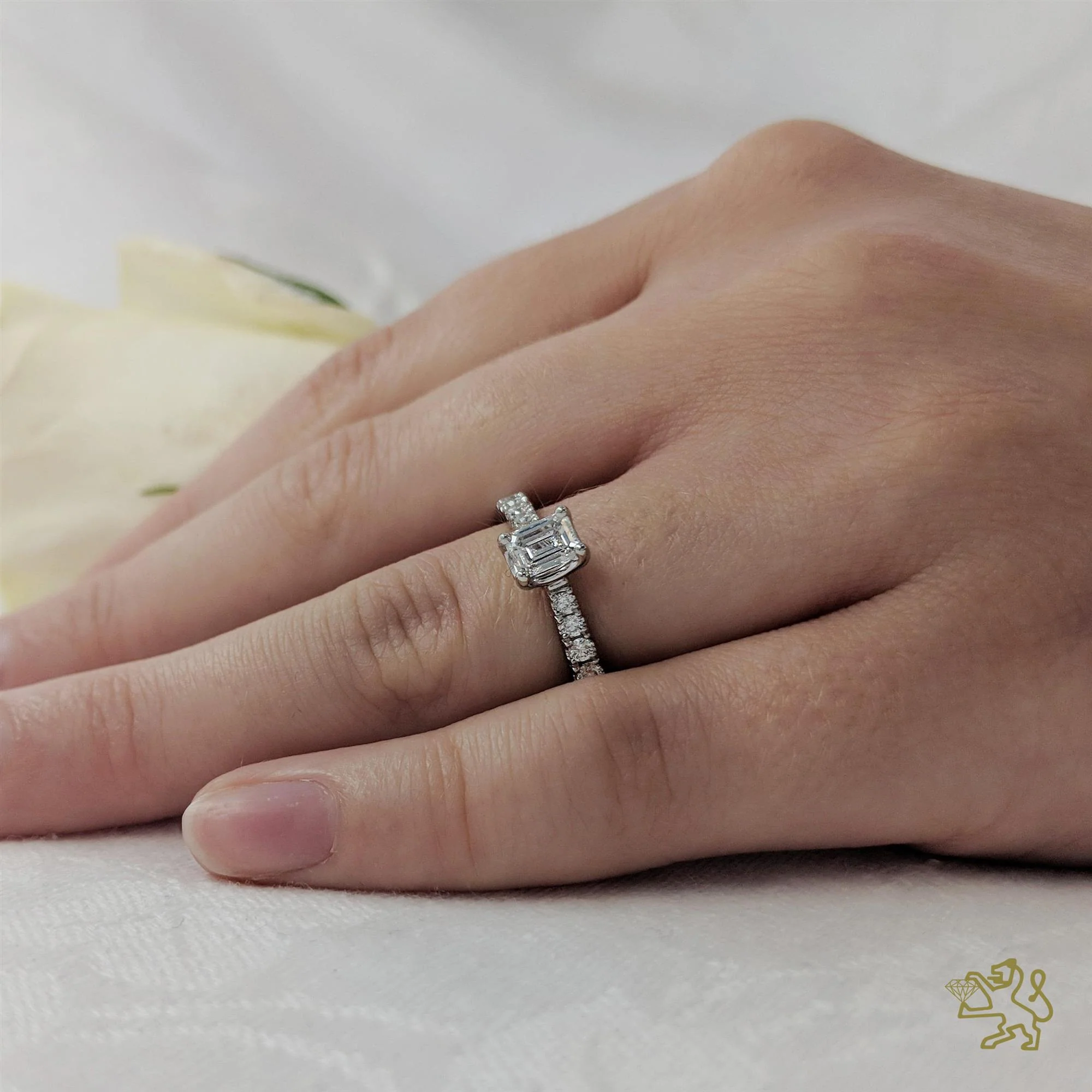 Skye Classic Emerald Solitaire 0.40ct D VS2 Diamond Platinum Ring - Image 2