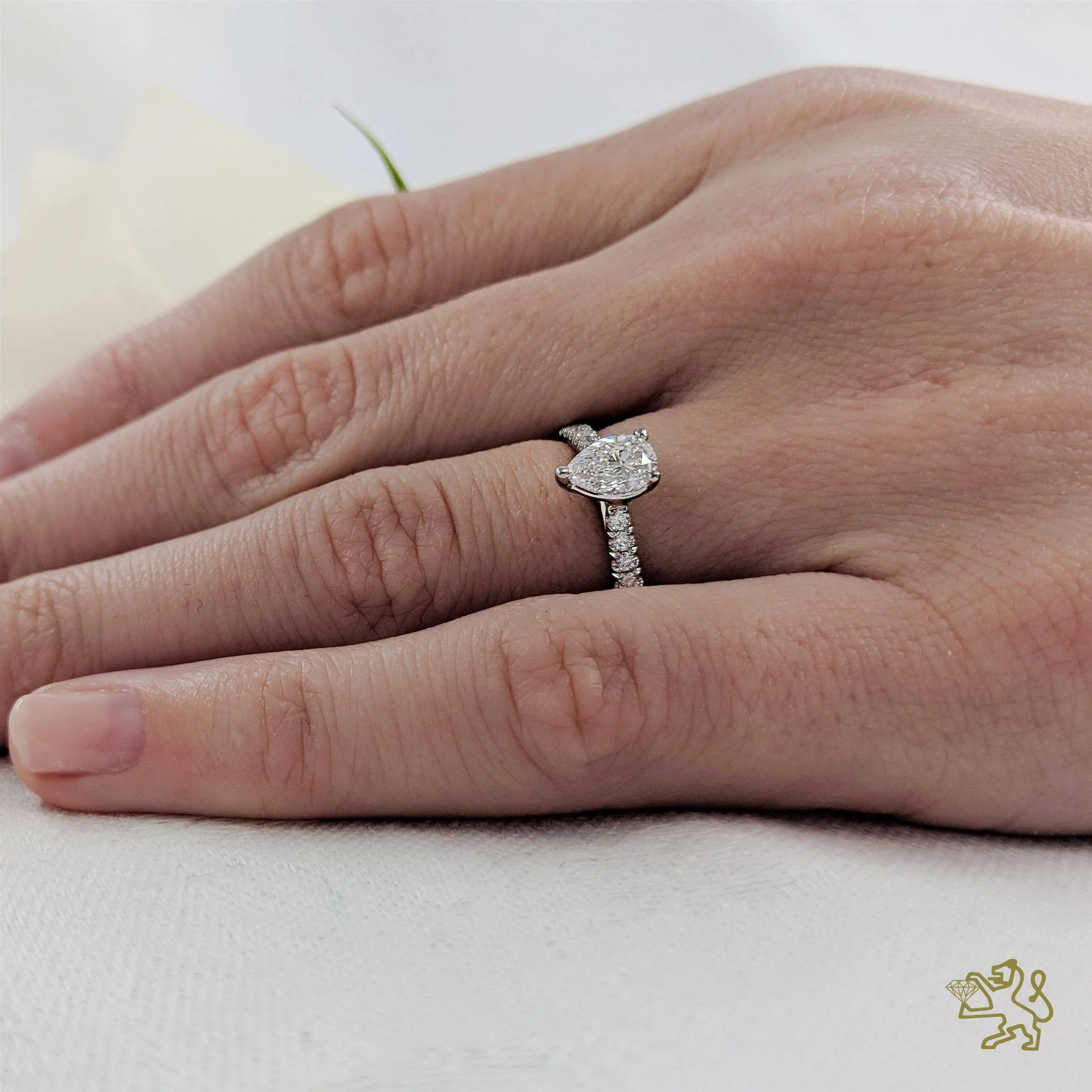 Skye Classic Pear Solitaire 0.40ct E VS2 Diamond Platinum Ring - Image 2
