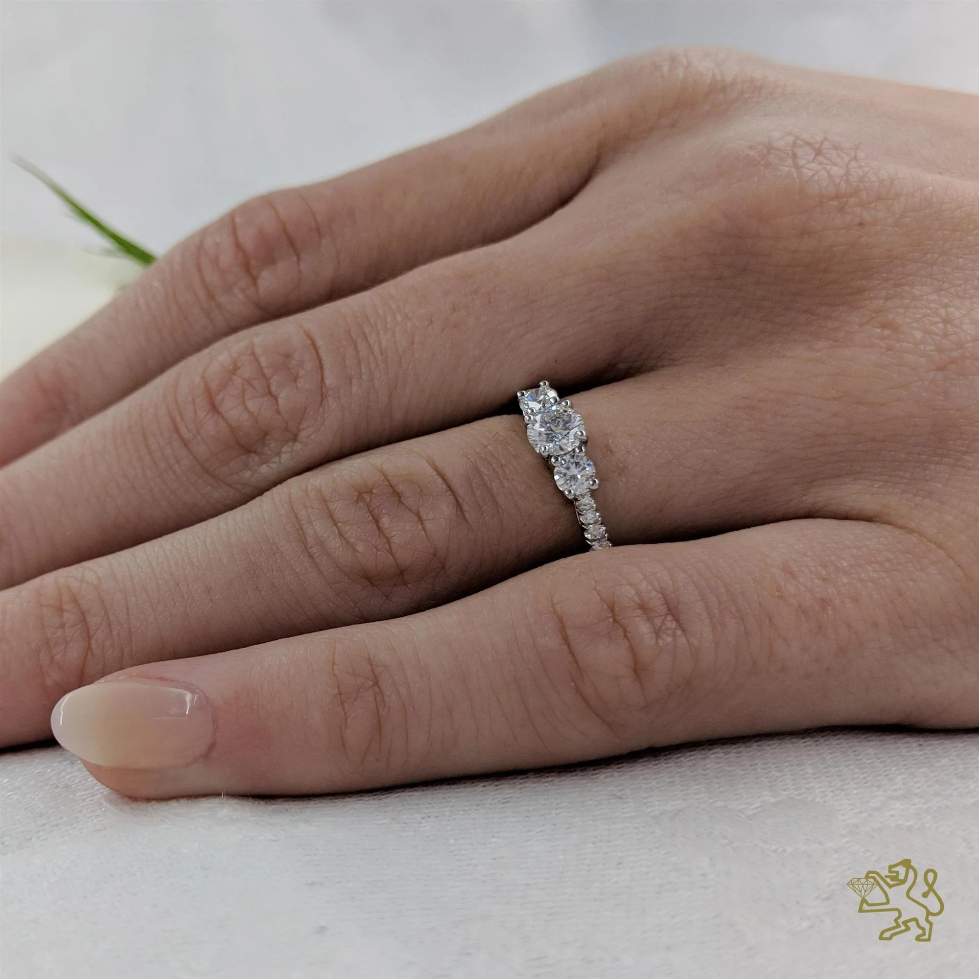Skye Classic Three Stone 0.30ct F VS2 Diamond Platinum Ring - Image 2