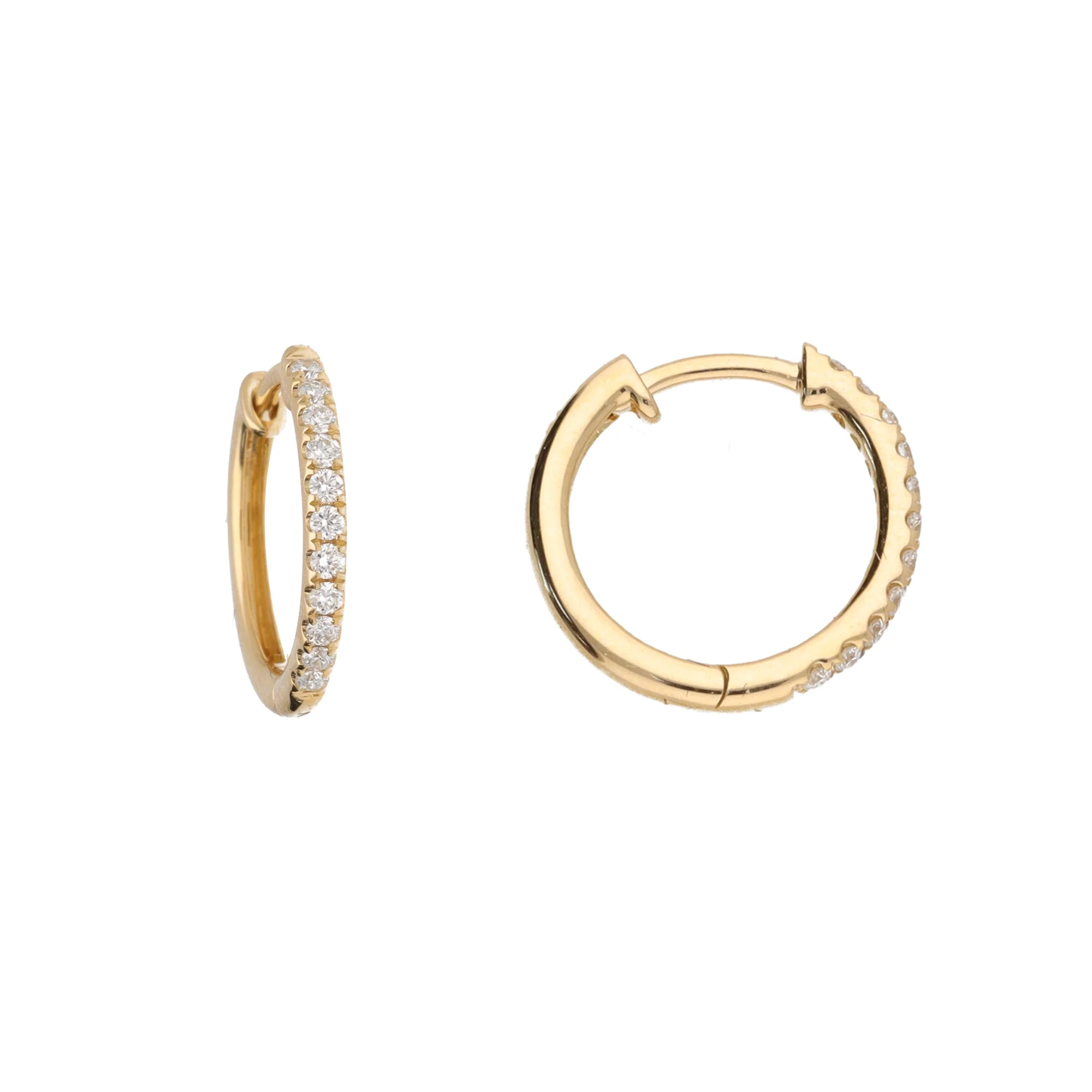 Diamond 14mm 18ct Yellow Gold Hoop Earrings - Image 2