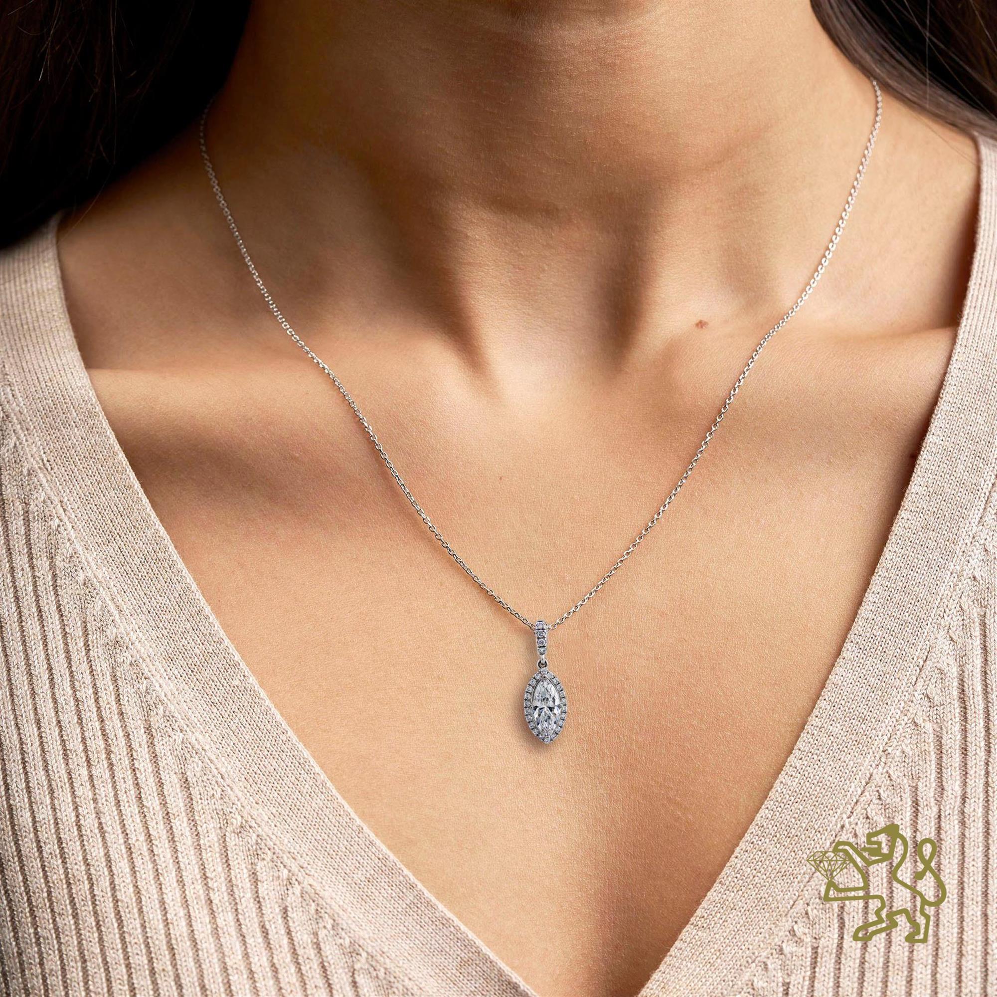 Skye Marquise 0.32ct F VVS2 Diamond Platinum Pendant - Image 2