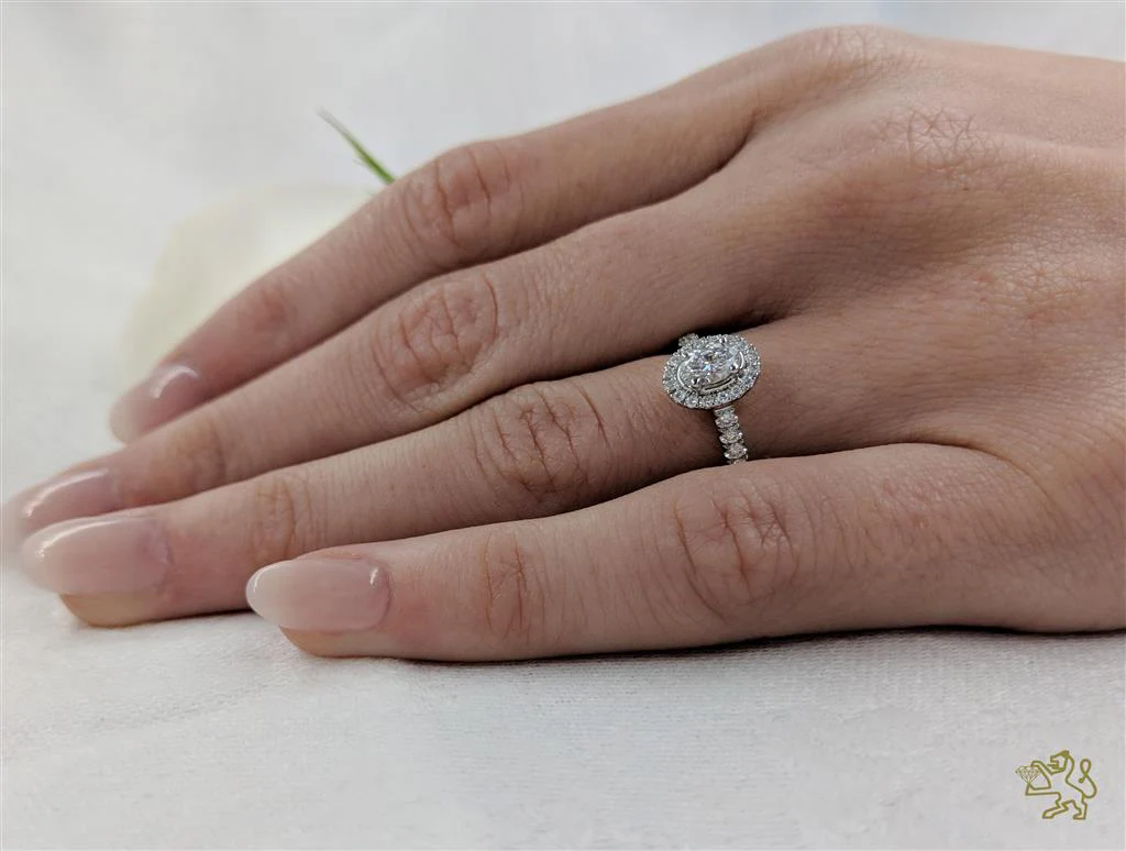 Skye Oval Halo 0.30ct D VS1 Diamond Platinum Ring - Image 2