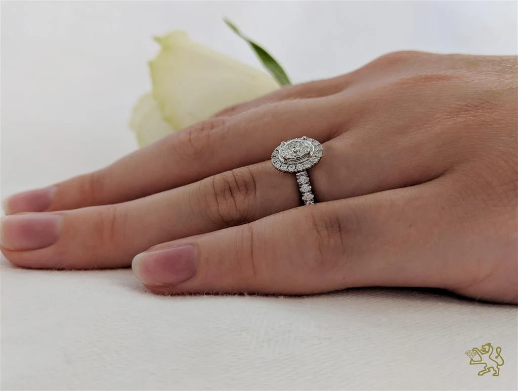 Skye Oval Halo 0.50ct E VS2 Diamond Platinum Ring - Image 2
