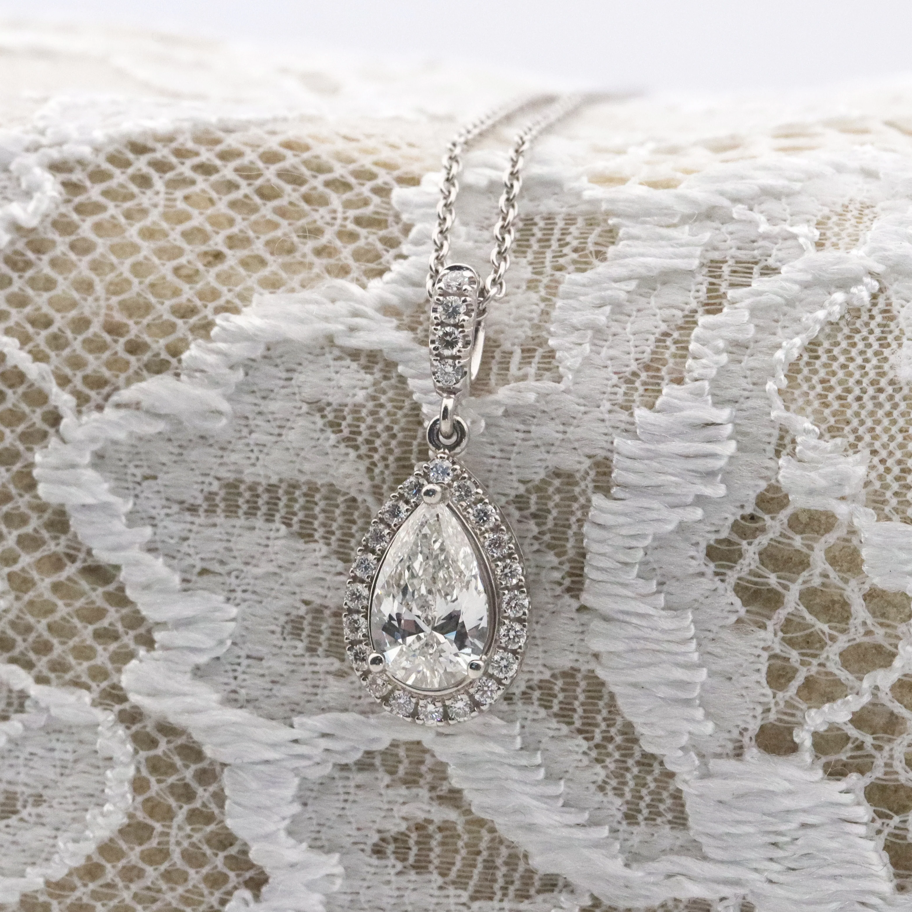 Skye Pear Diamond 1.10ct 18ct White Gold Pendant - Image 3
