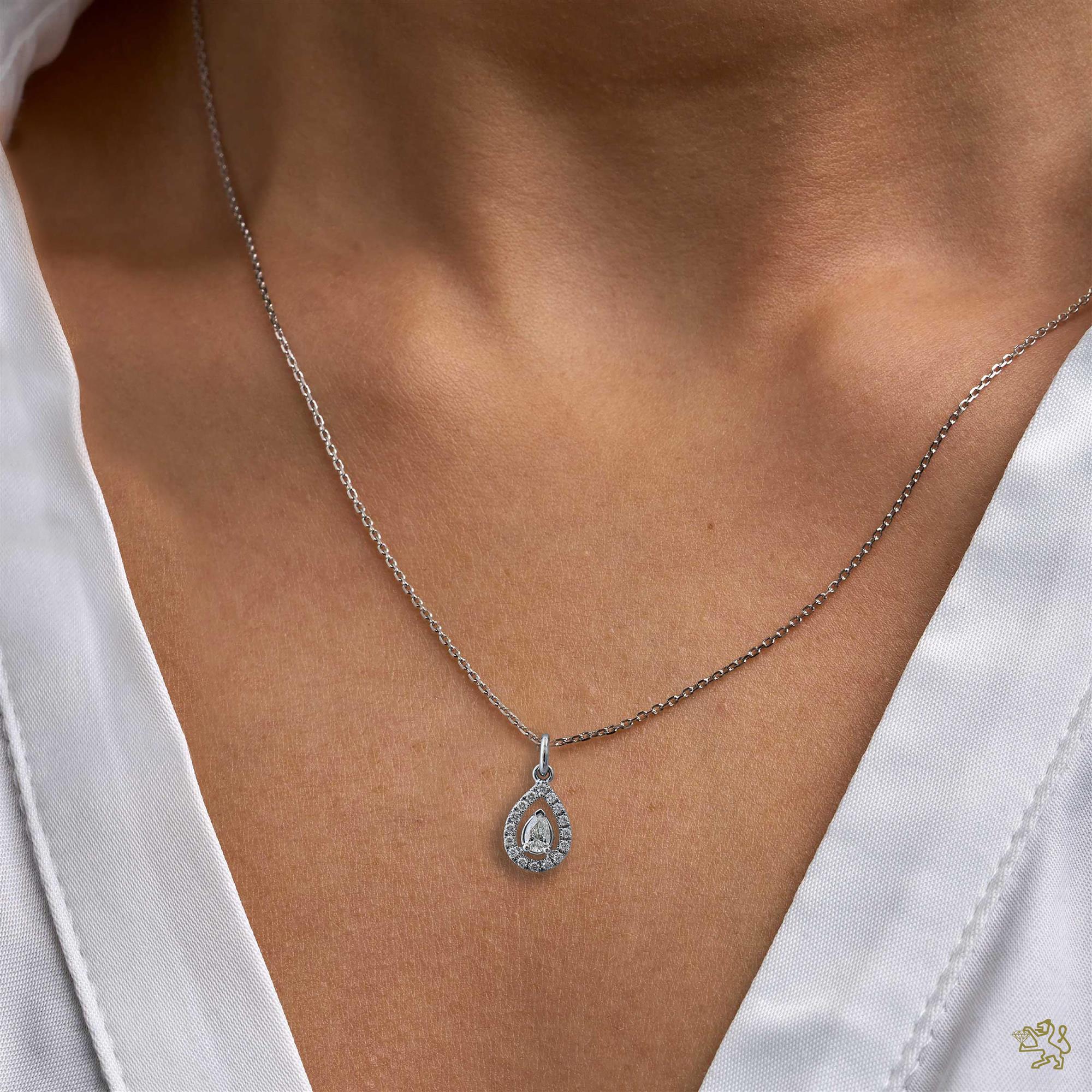 Skye Pear Petite 0.16ct Diamond Platinum Pendant - Image 2