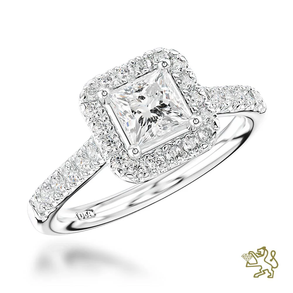 Skye Princess Halo 0.32ct E VS2 Diamond Platinum Ring