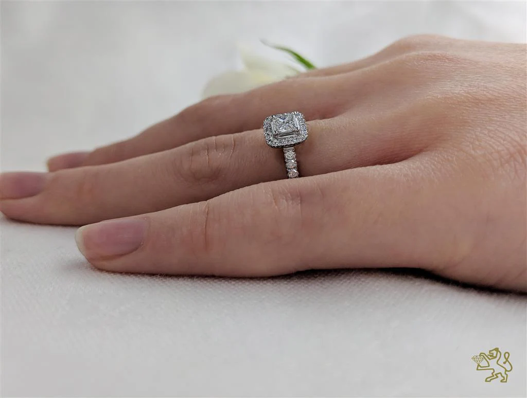 Skye Princess Halo 0.32ct E VS2 Diamond Platinum Ring - Image 2