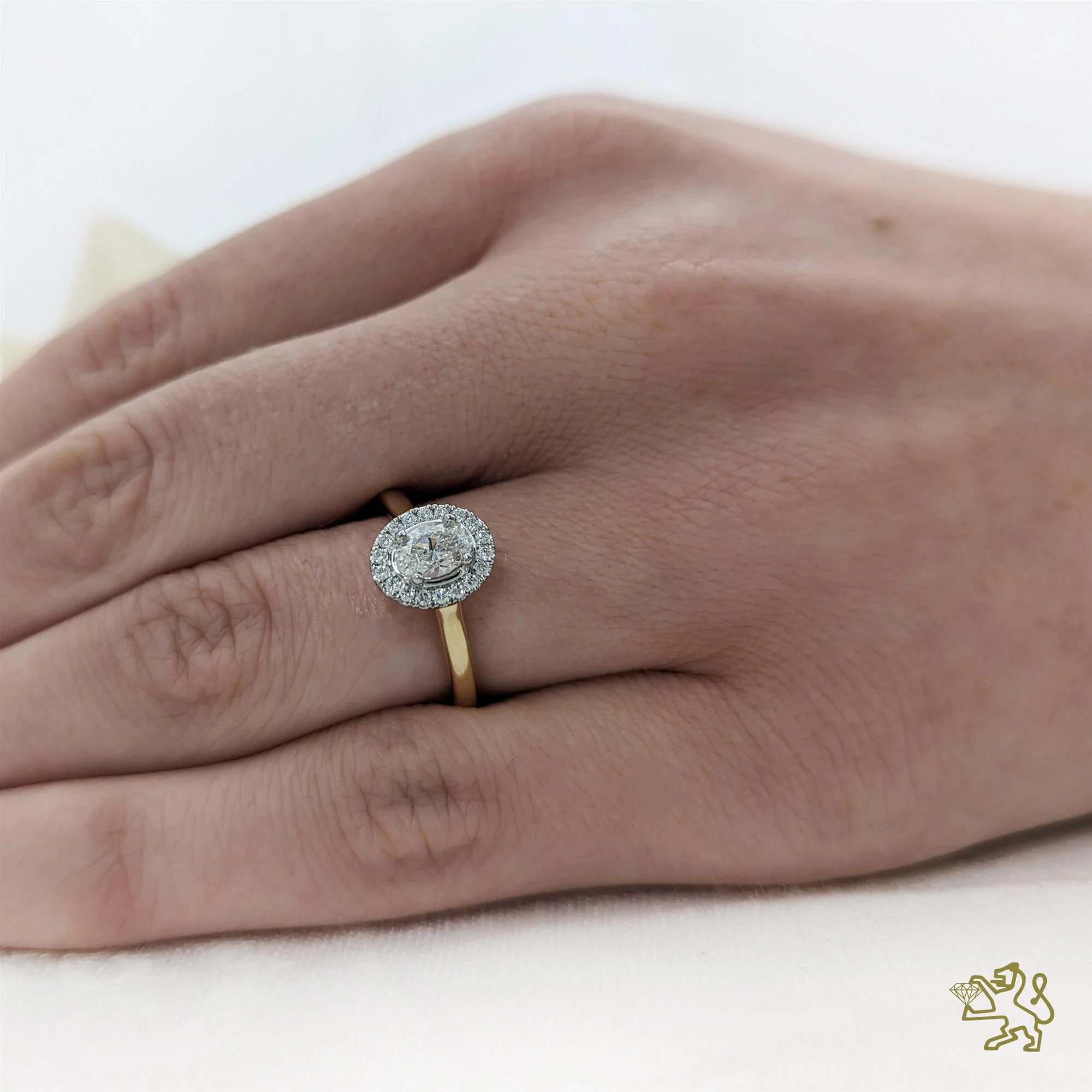 Skye Pure Oval Halo 0.50ct D SI2 Diamond Yellow Gold/Platinum Ring - Image 2