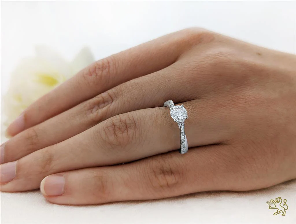 Skye Twist Solitaire 0.70ct E SI1 Diamond Platinum Ring - Image 2