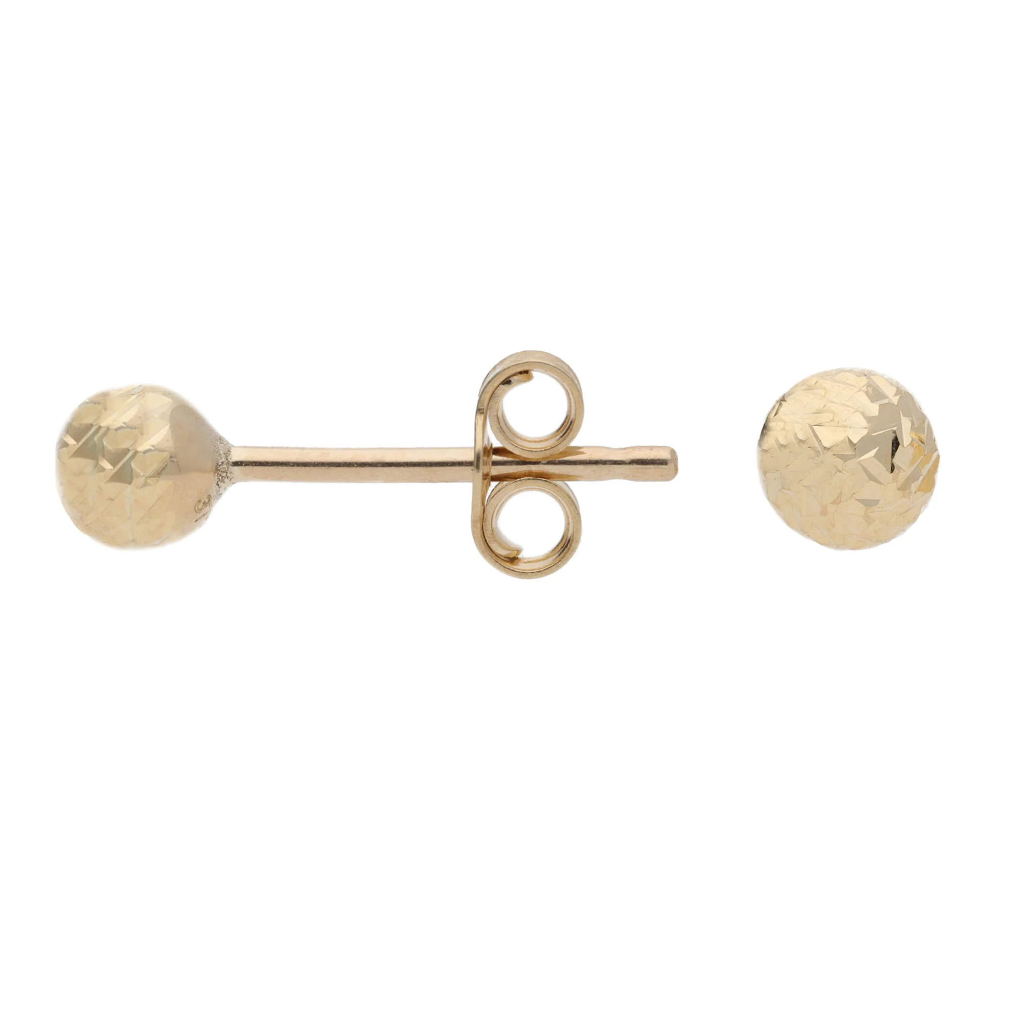 Small Textured Ball 9ct Yellow Gold Stud Earrings - Image 2