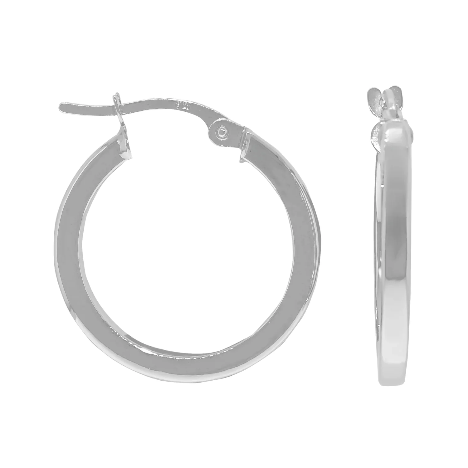 Square 9ct White Gold hoop Earrings - Image 2