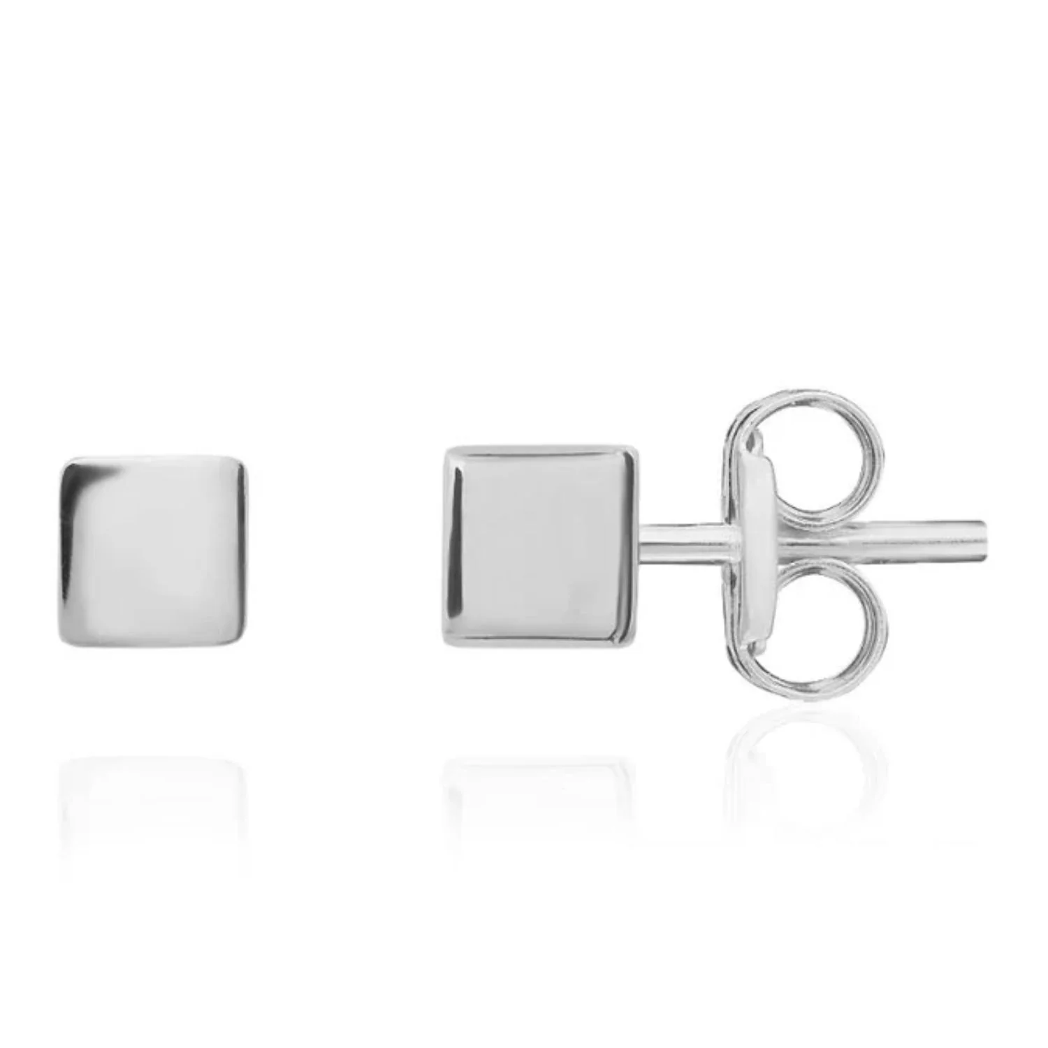 Square 9ct White Gold Stud Earrings - Image 2