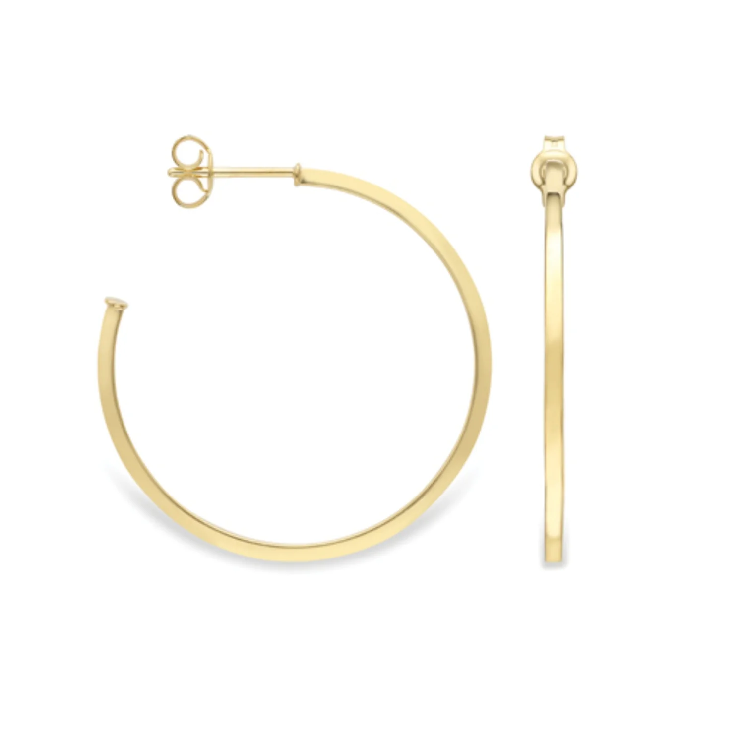 Square Tube 9ct Yellow Gold Hoop Earrings - Image 2