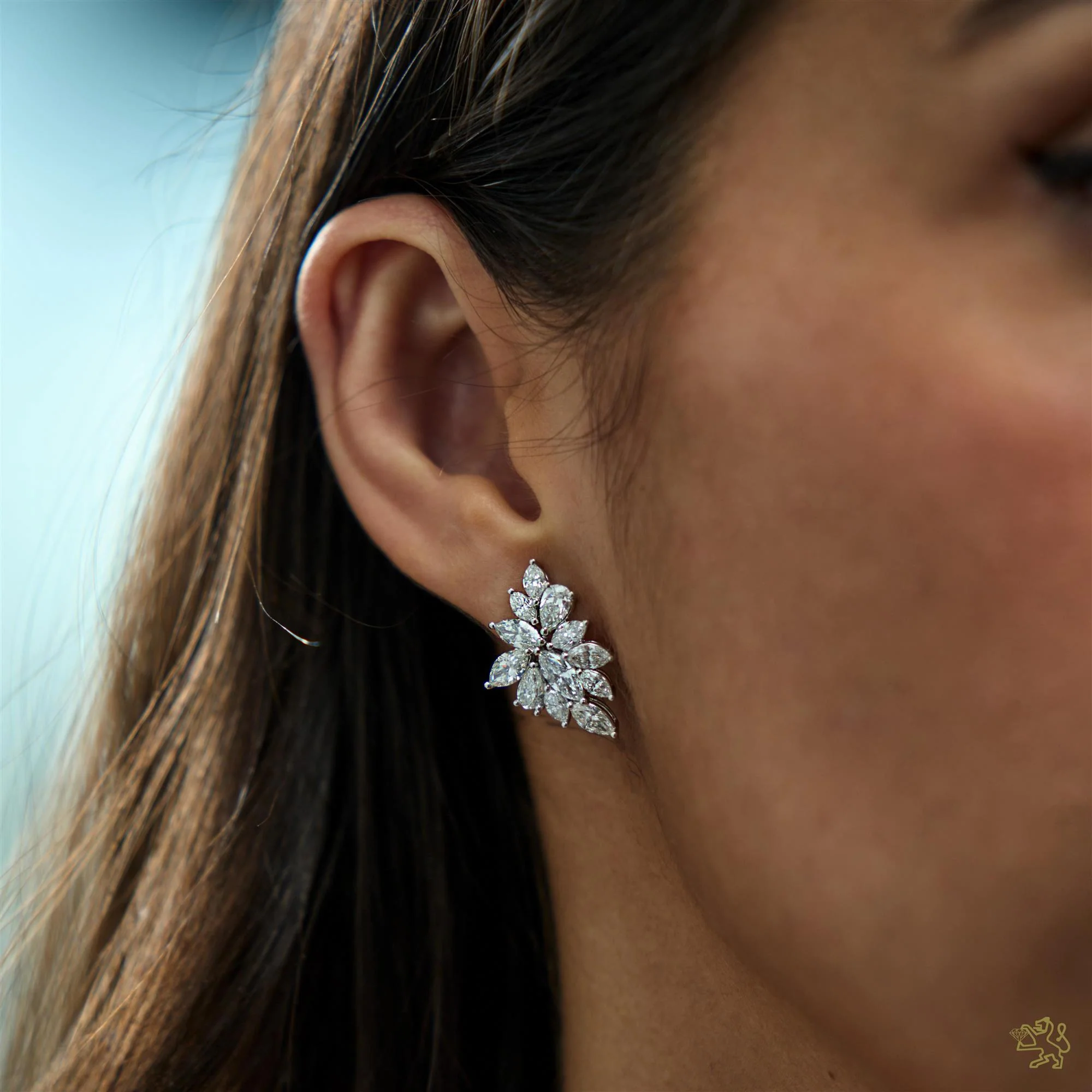 Starburst 3.68ct Diamond Platinum Earrings - Image 2