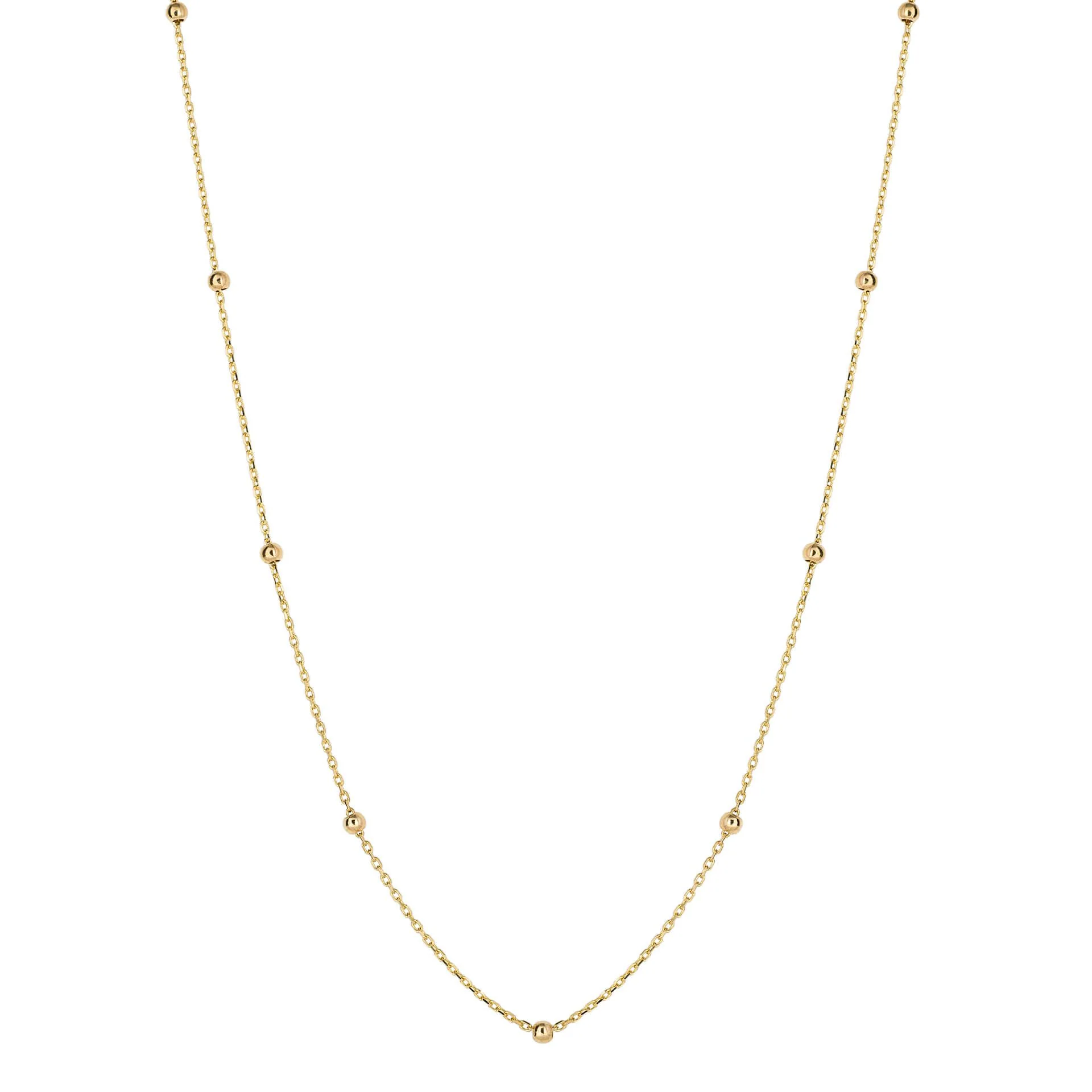 Station Bead 9ct Yellow Gold Fine Link Necklace