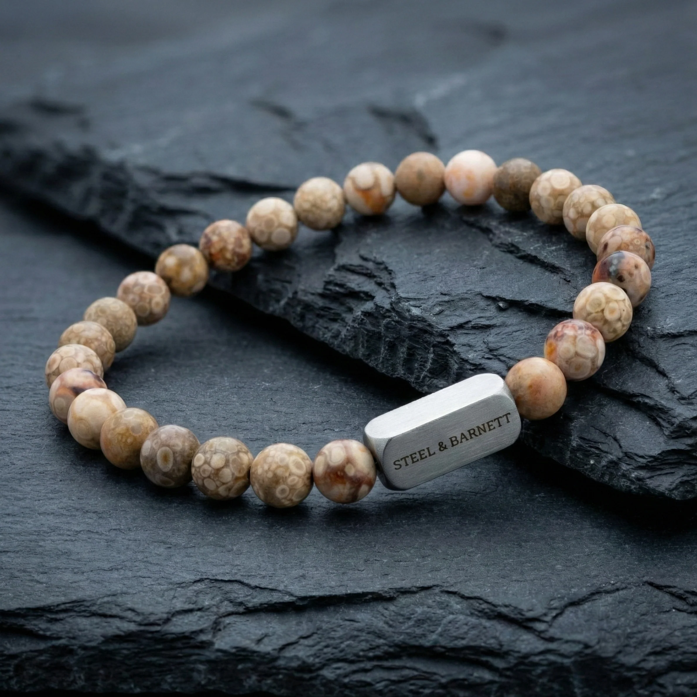 Steel and Barnett 6mm Round Maifanite Gemstone Bead Bracelet - Medium - Image 2