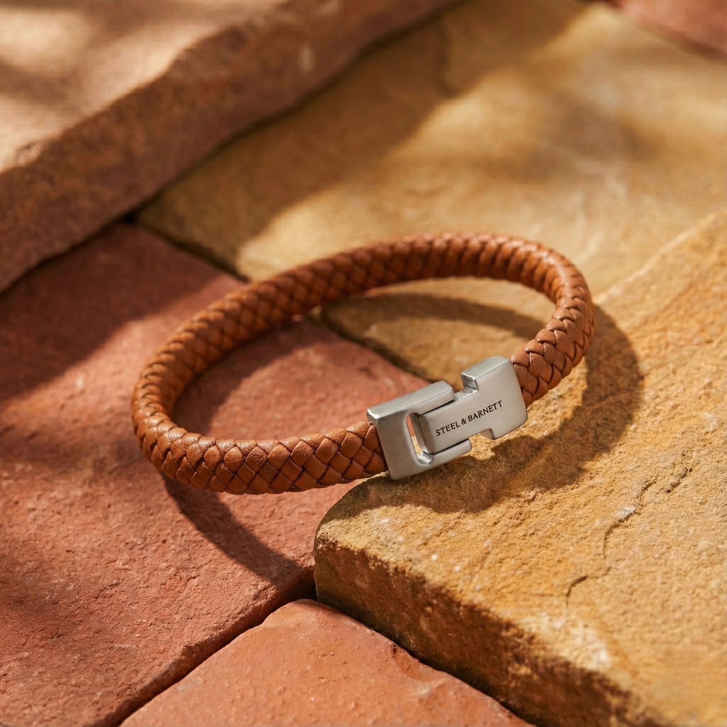 Steel and Barnett Archie Peanut Braided Leather Men's Bracelet - Medium - Image 4
