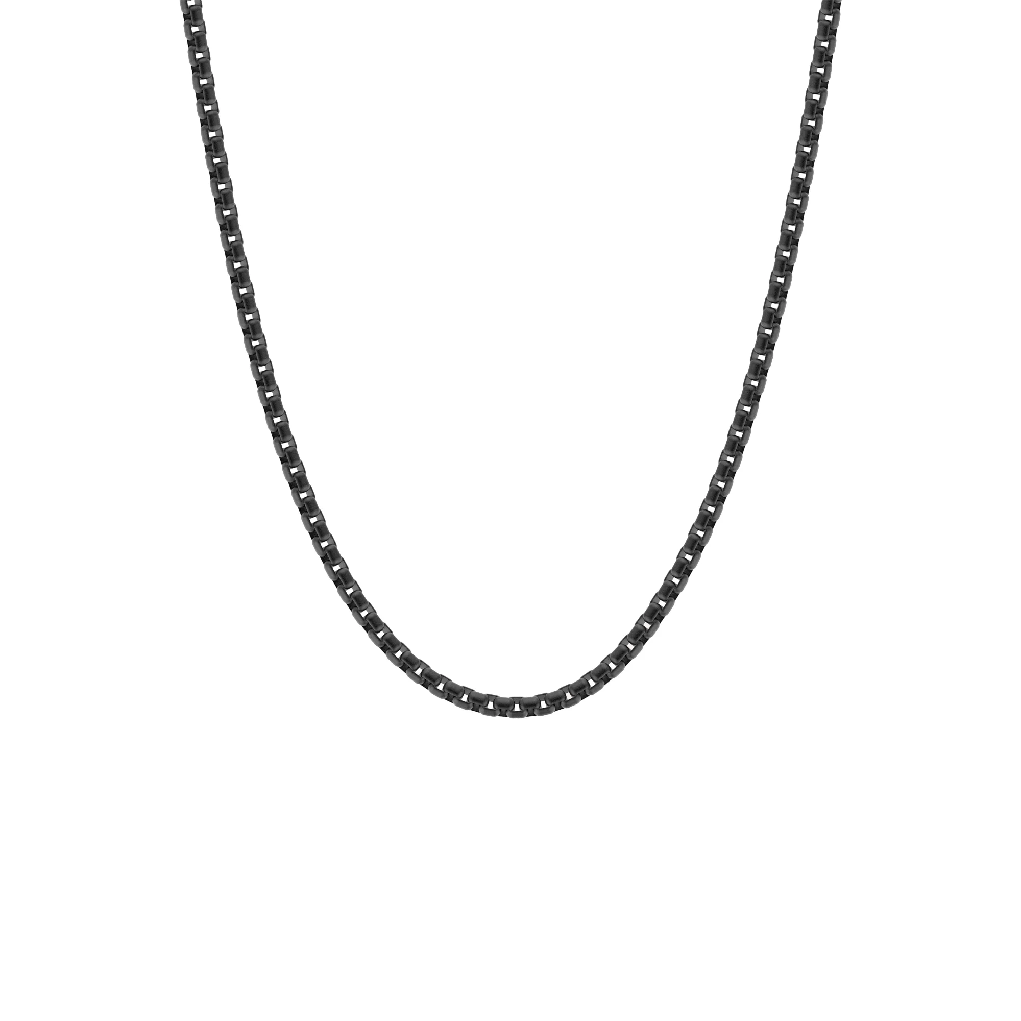 Steel and Barnett Gents Thin Black Stainless Steel Box Chain Necklace 20-24 Inches