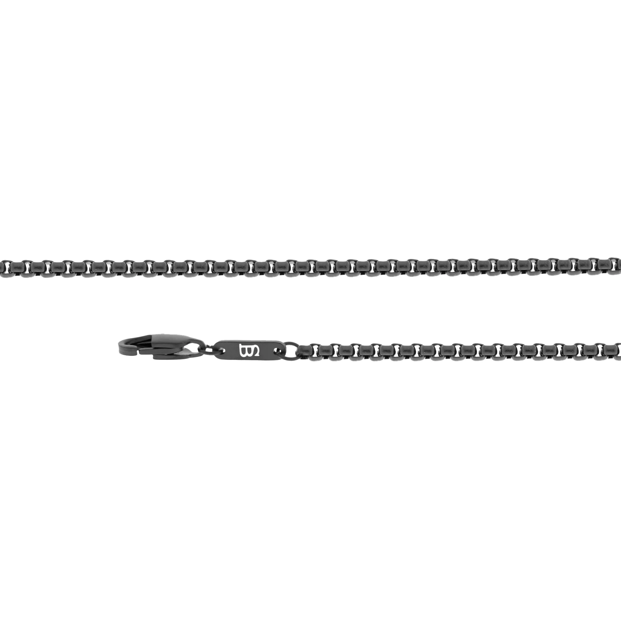 Steel and Barnett Gents Thin Black Stainless Steel Box Chain Necklace 20-24 Inches - Image 2