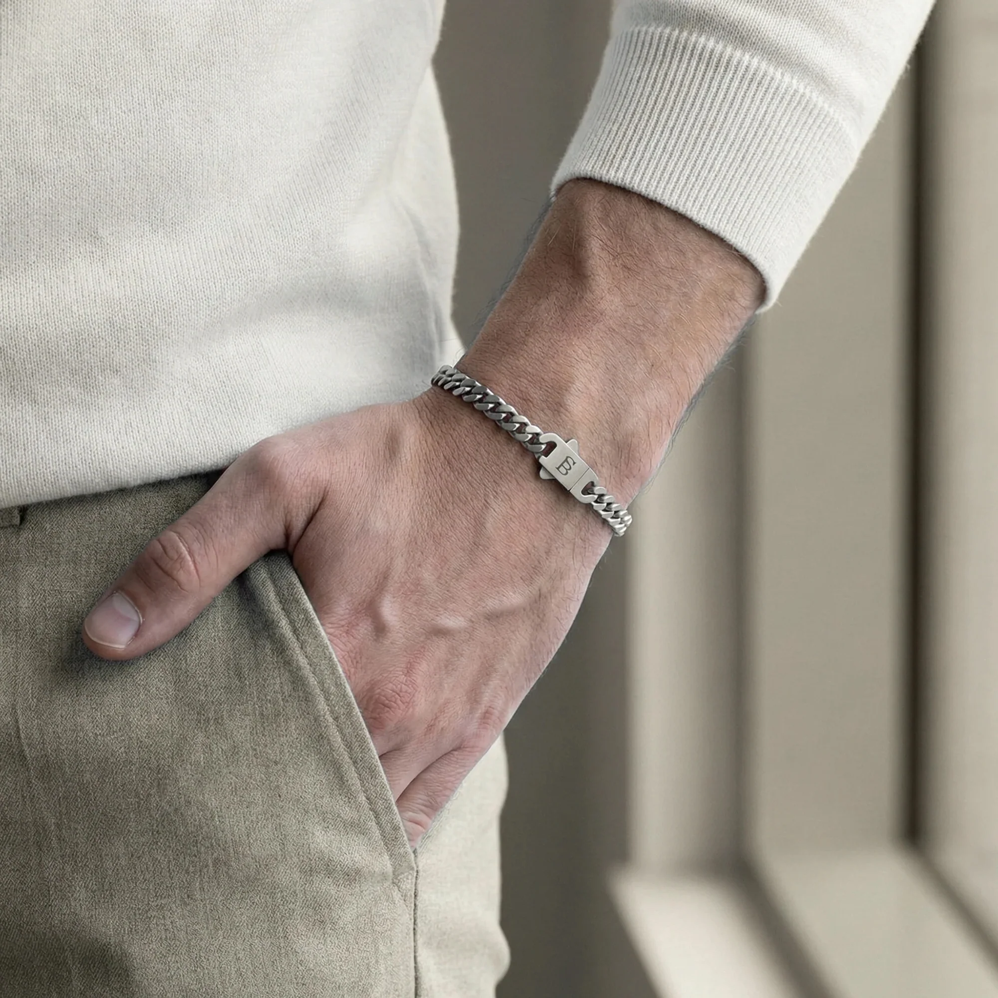 Steel and Barnett Men's Svelte Stephen Link Chain Stainless Steel Bracelet Medium - Image 2