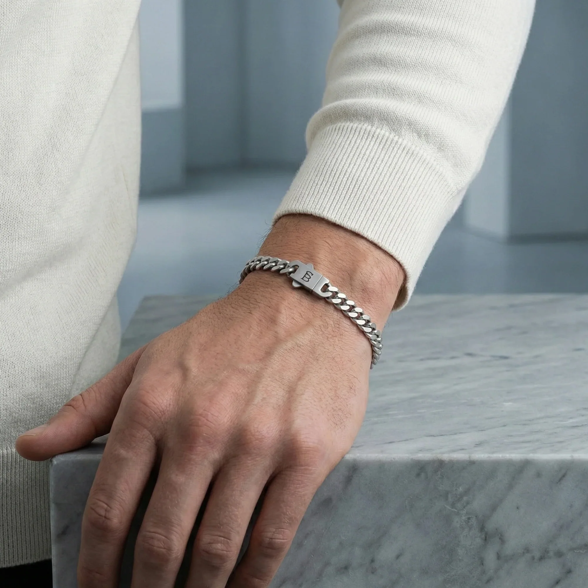 Steel and Barnett Men's Svelte Stephen Link Chain Stainless Steel Bracelet Medium - Image 3