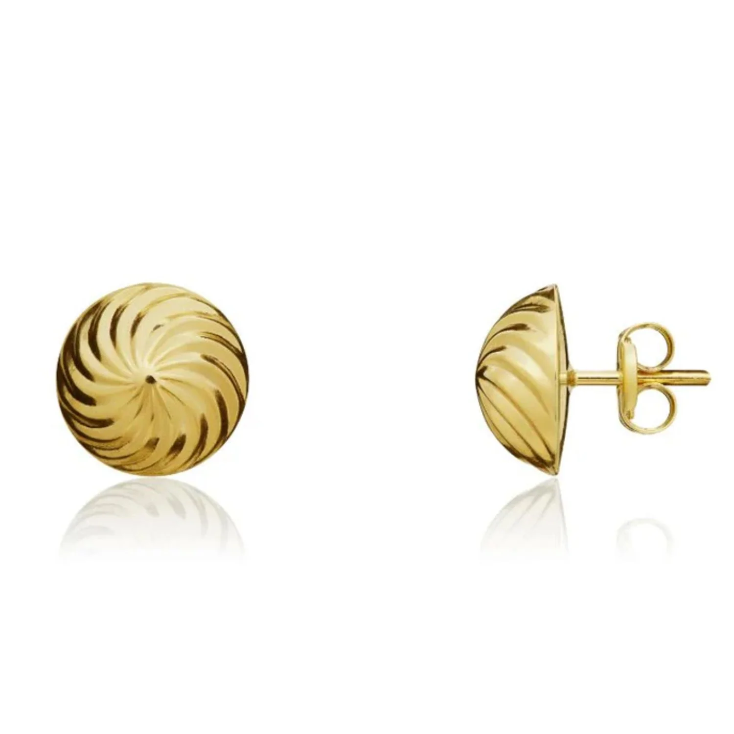 Swirl Style 9ct Yellow Gold Stud Earrings - Image 2