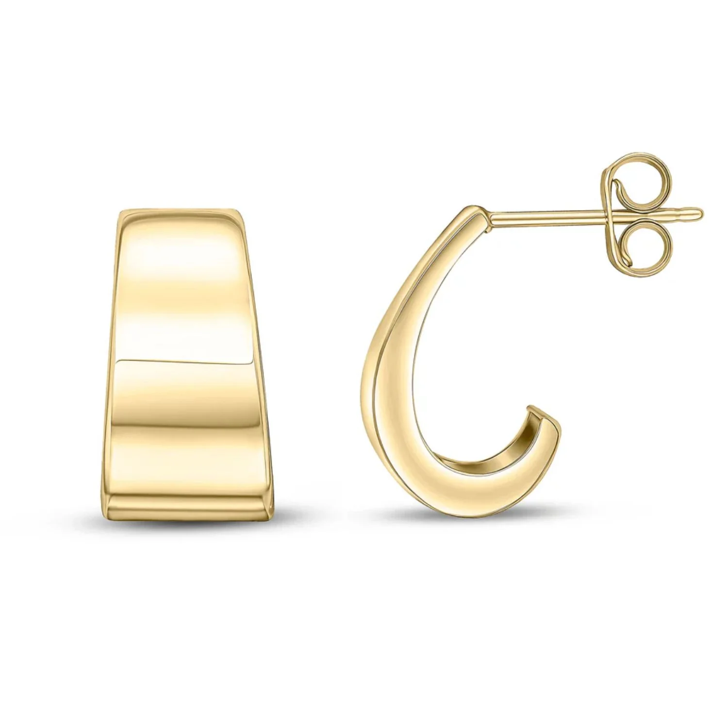 Tapered Half Hoop 9ct Yellow Gold Earrings - Image 2