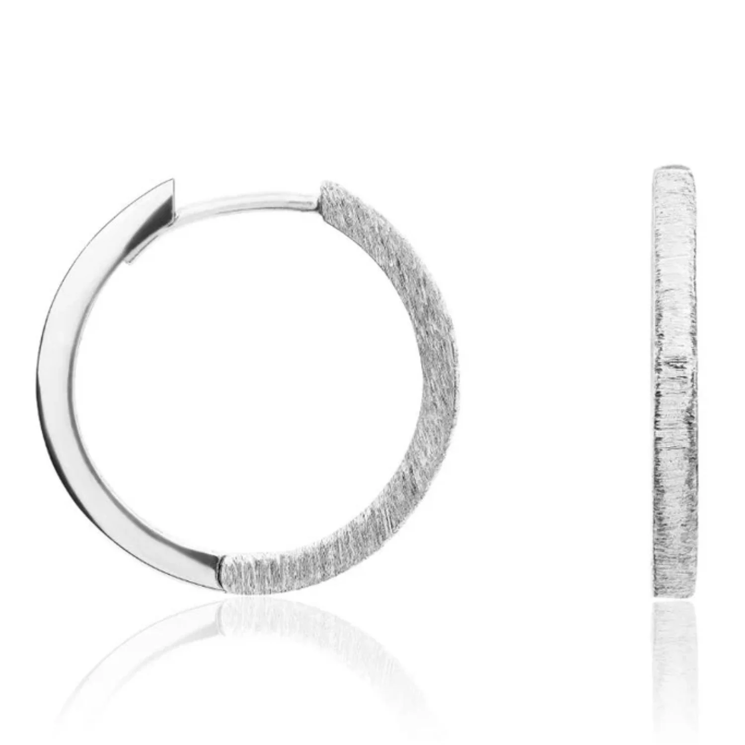 Textured 9ct White Gold Hoop Earrings - Image 2