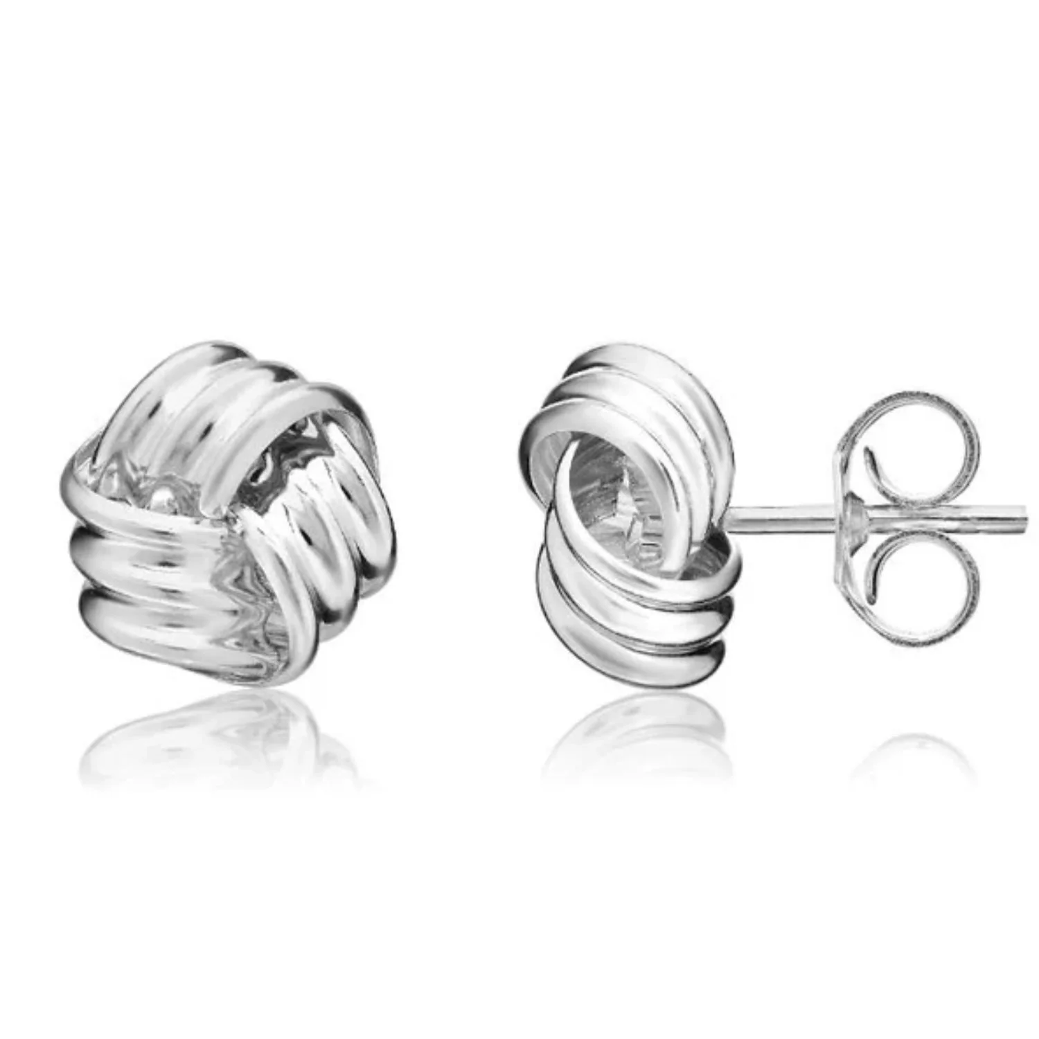 Three Row Knot 9ct White Gold Stud Earrings - Image 2