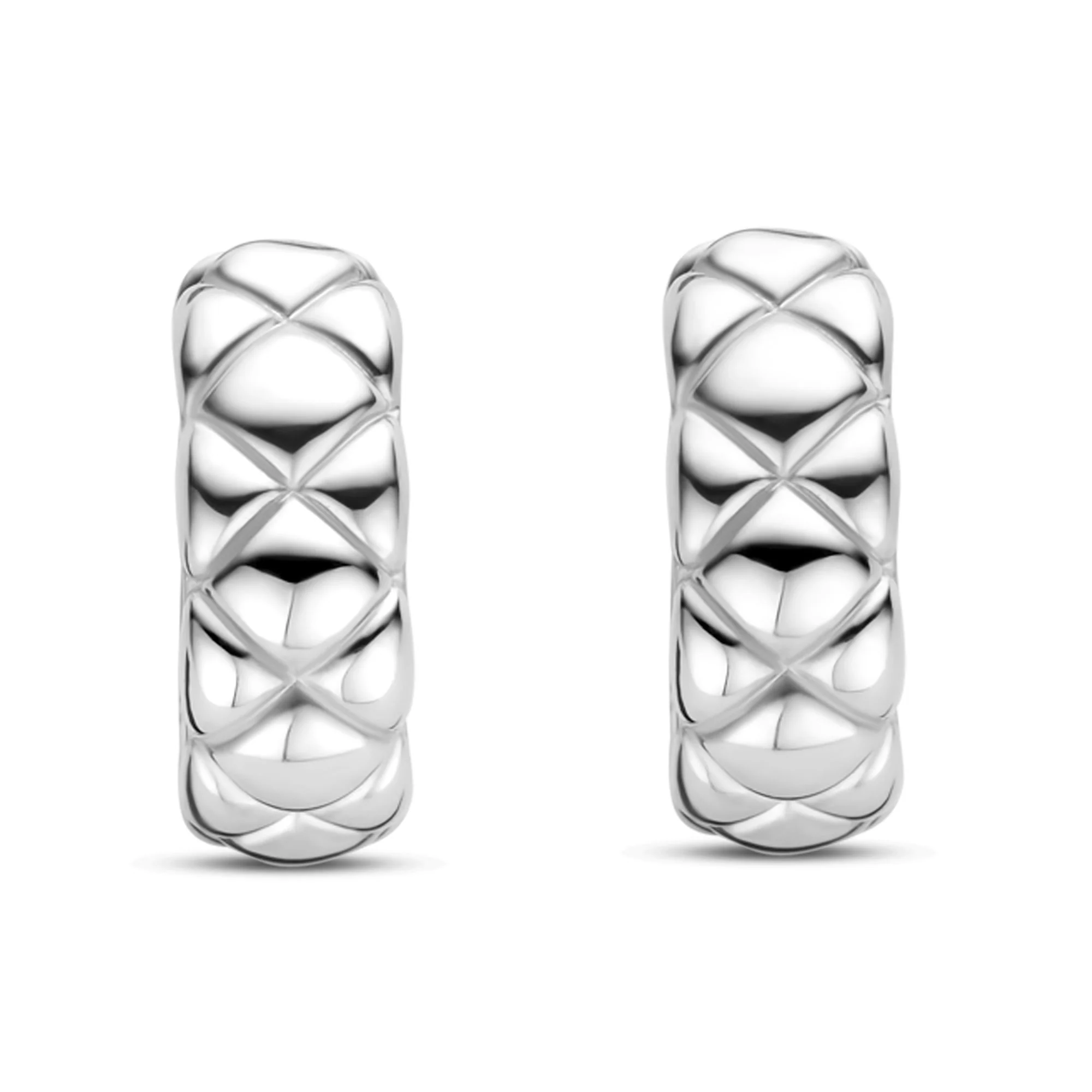 Ti Sento Clover Patterned Hoop Earrings 7911SI - Image 2
