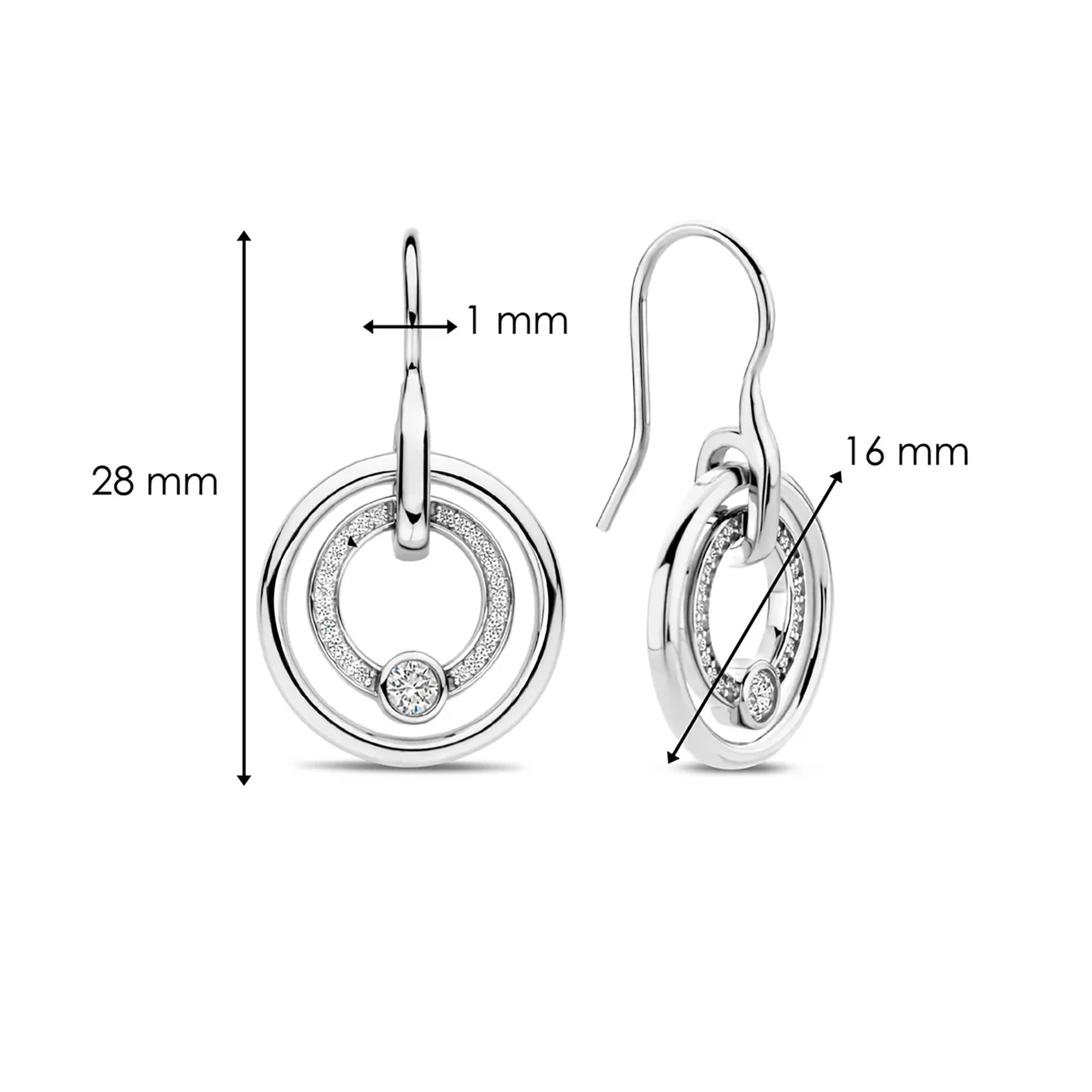Ti Sento Cubic Zirconia Double Circle Drop Earrings - Image 4