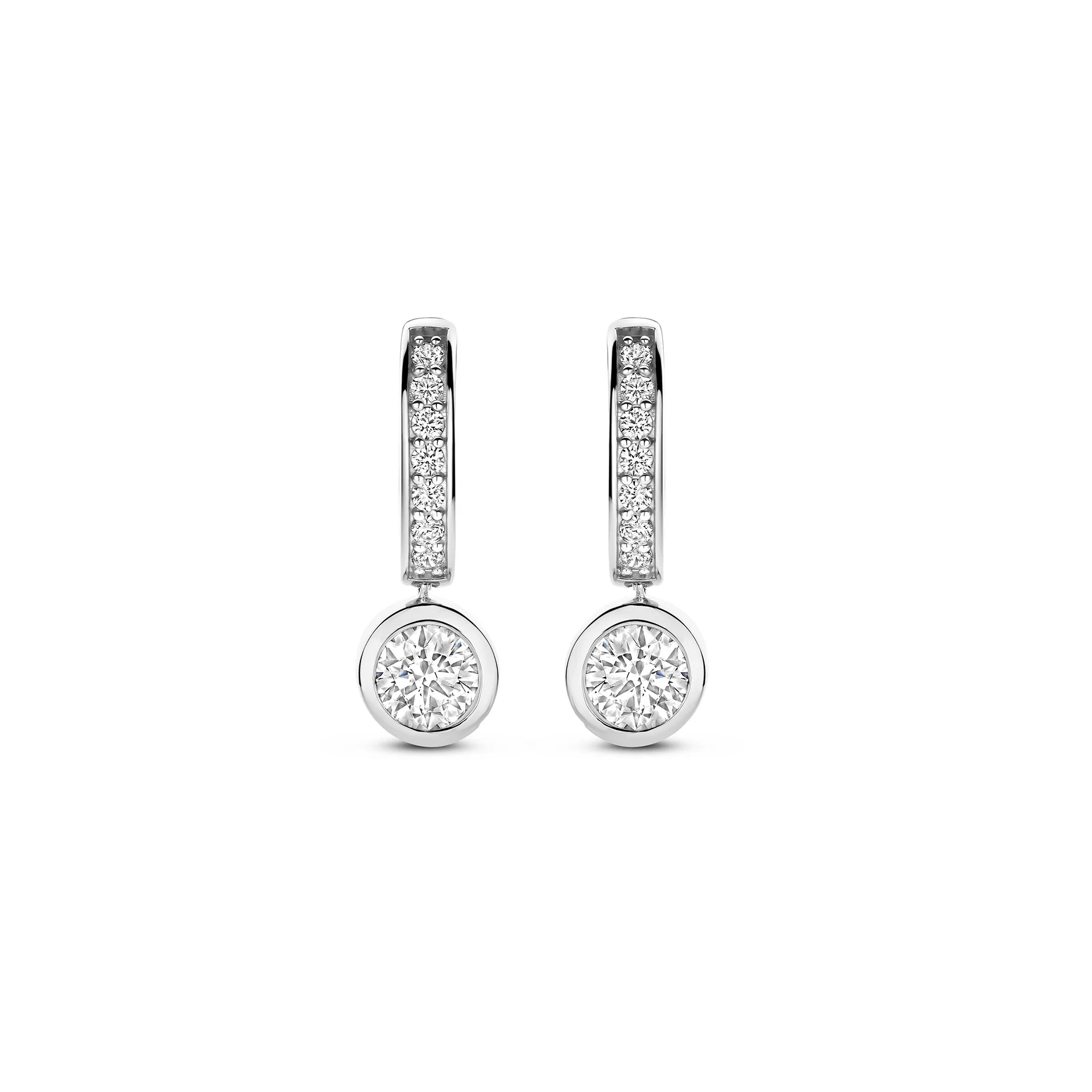 Ti Sento Cubic Zirconia Drop Hoop Earrings 78032ZI - Image 2