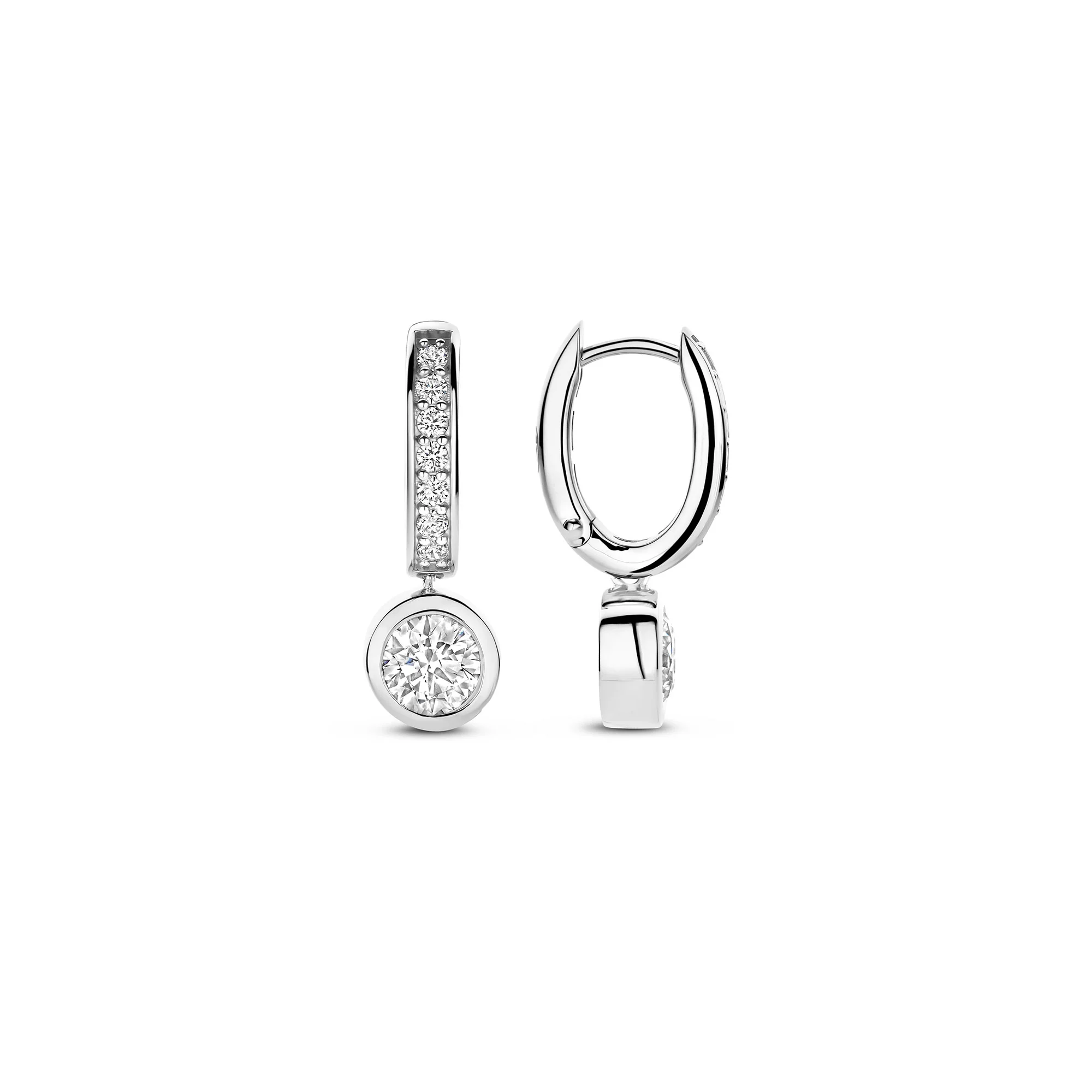 Ti Sento Cubic Zirconia Drop Hoop Earrings 78032ZI - Image 3