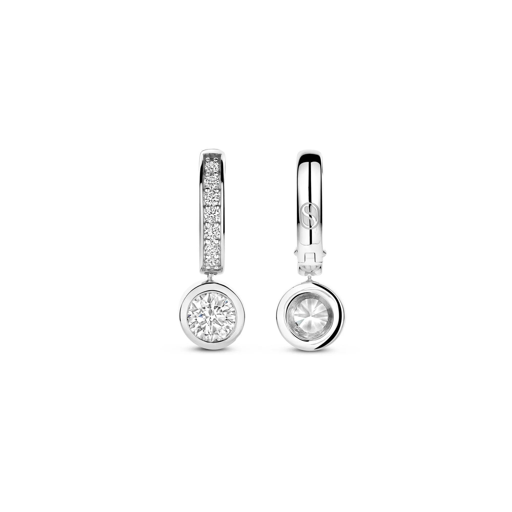 Ti Sento Cubic Zirconia Drop Hoop Earrings 78032ZI - Image 4