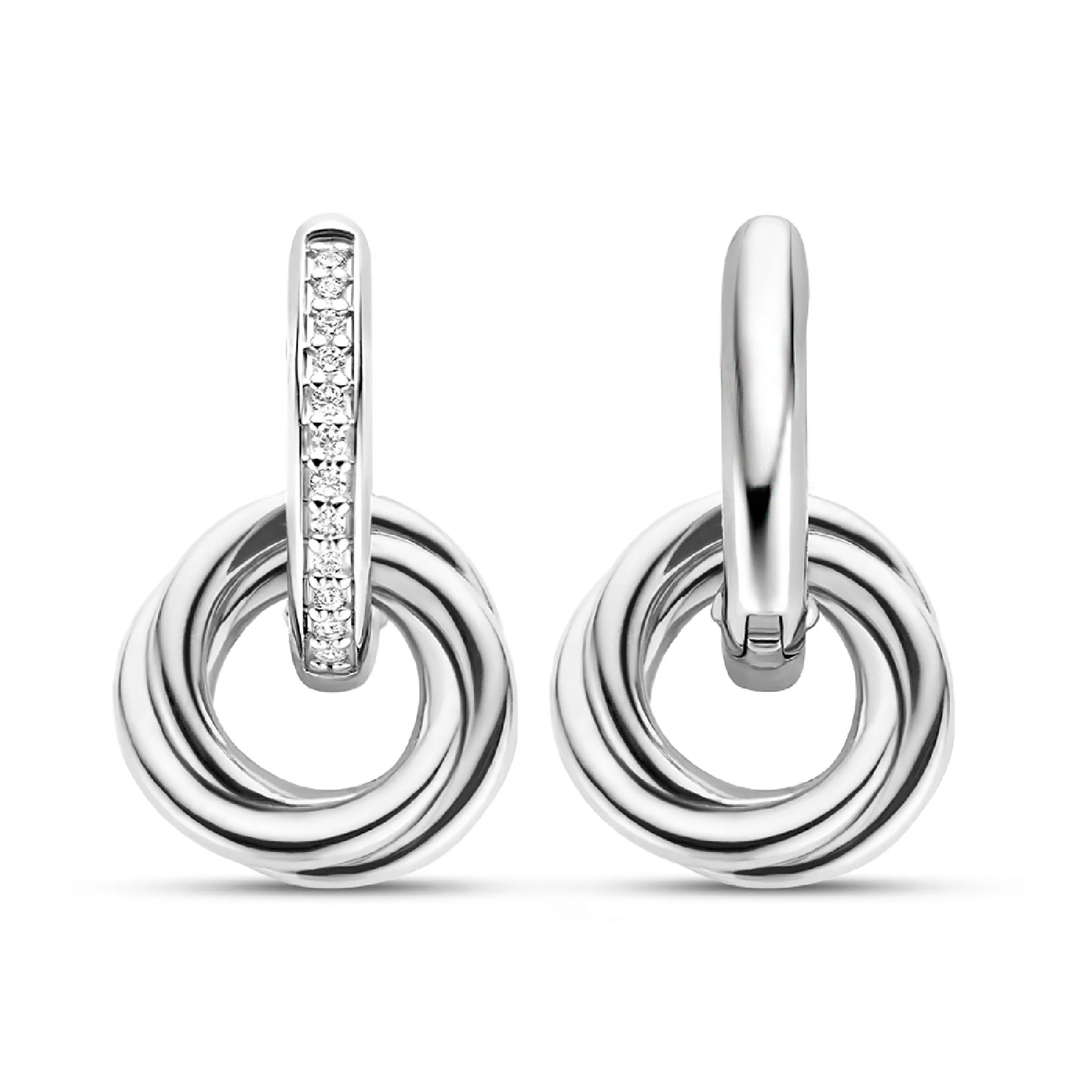 Ti Sento Cubic Zirconia Entwined Circle Hoop Earrings 7857ZI - Image 3