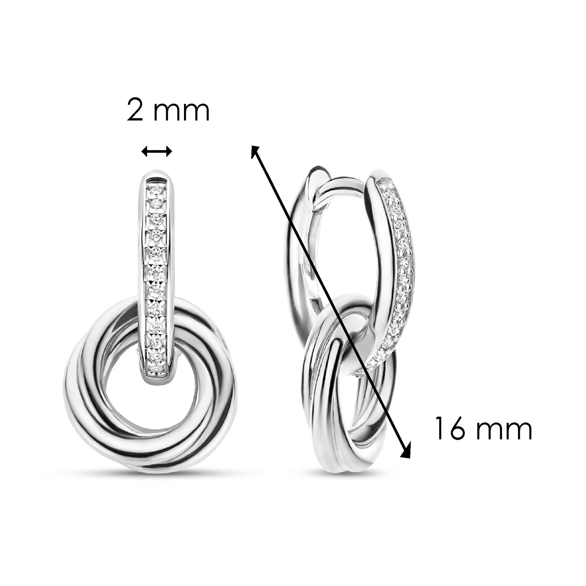 Ti Sento Cubic Zirconia Entwined Circle Hoop Earrings 7857ZI - Image 4