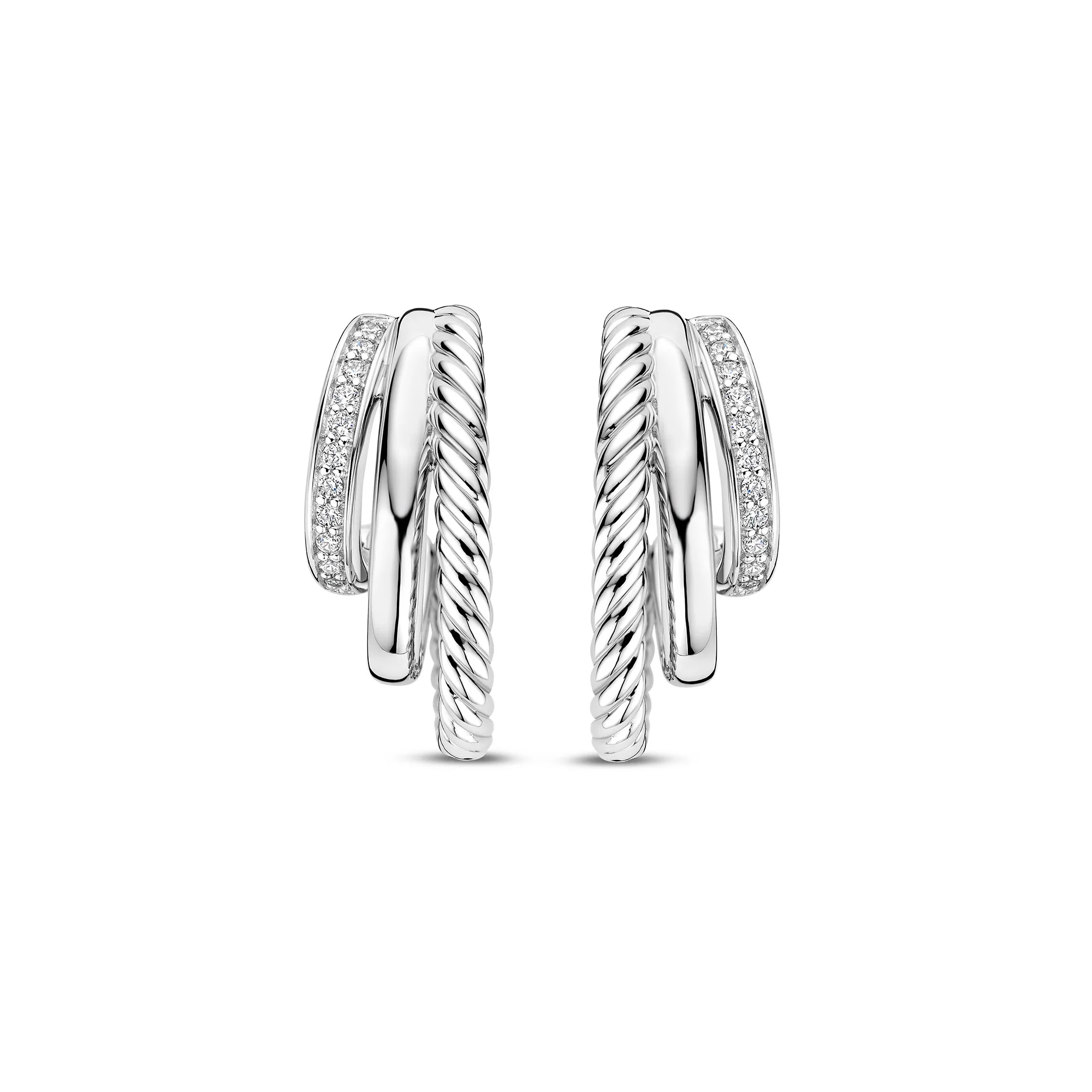 Ti Sento Cubic Zirconia Graduated Half Hoop Earrings 78068ZI - Image 2