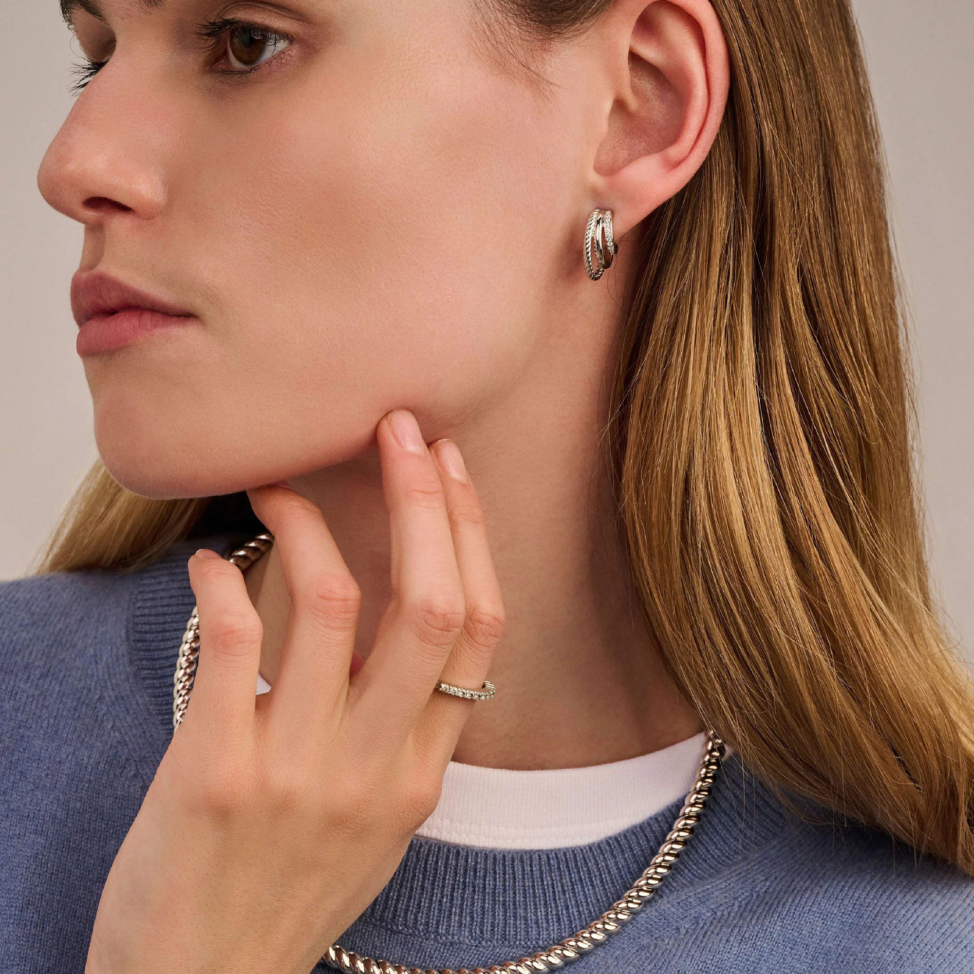 Ti Sento Cubic Zirconia Graduated Half Hoop Earrings 78068ZI - Image 4