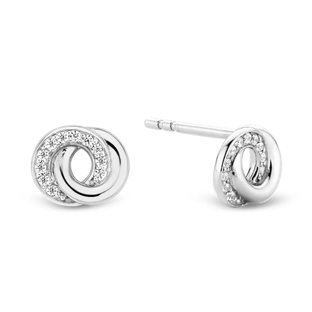 Ti Sento Cubic Zirconia Entwined Circle Stud Earrings 7784ZI