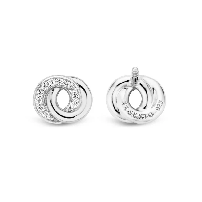 Ti Sento Cubic Zirconia Entwined Circle Stud Earrings 7784ZI - Image 5